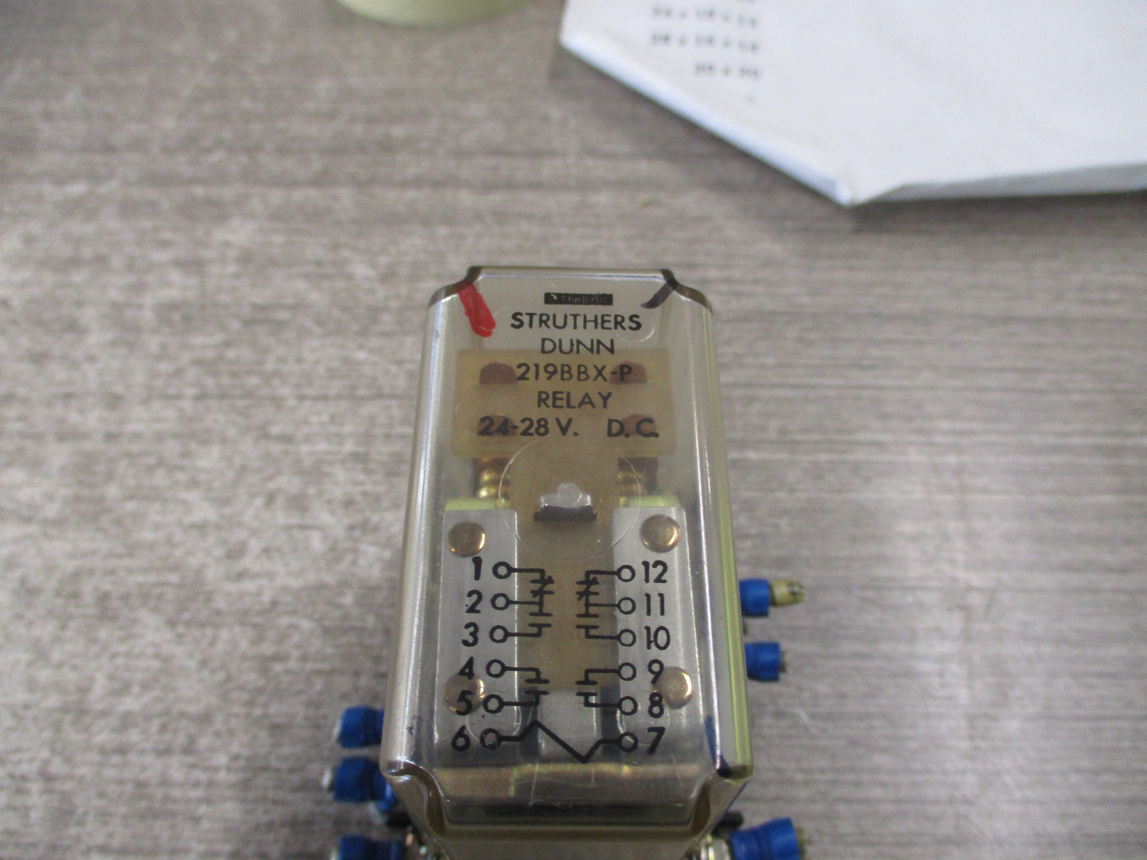 Struthers Dunn Relay 219BBX-P 24-28VDC Coil W/Base Used