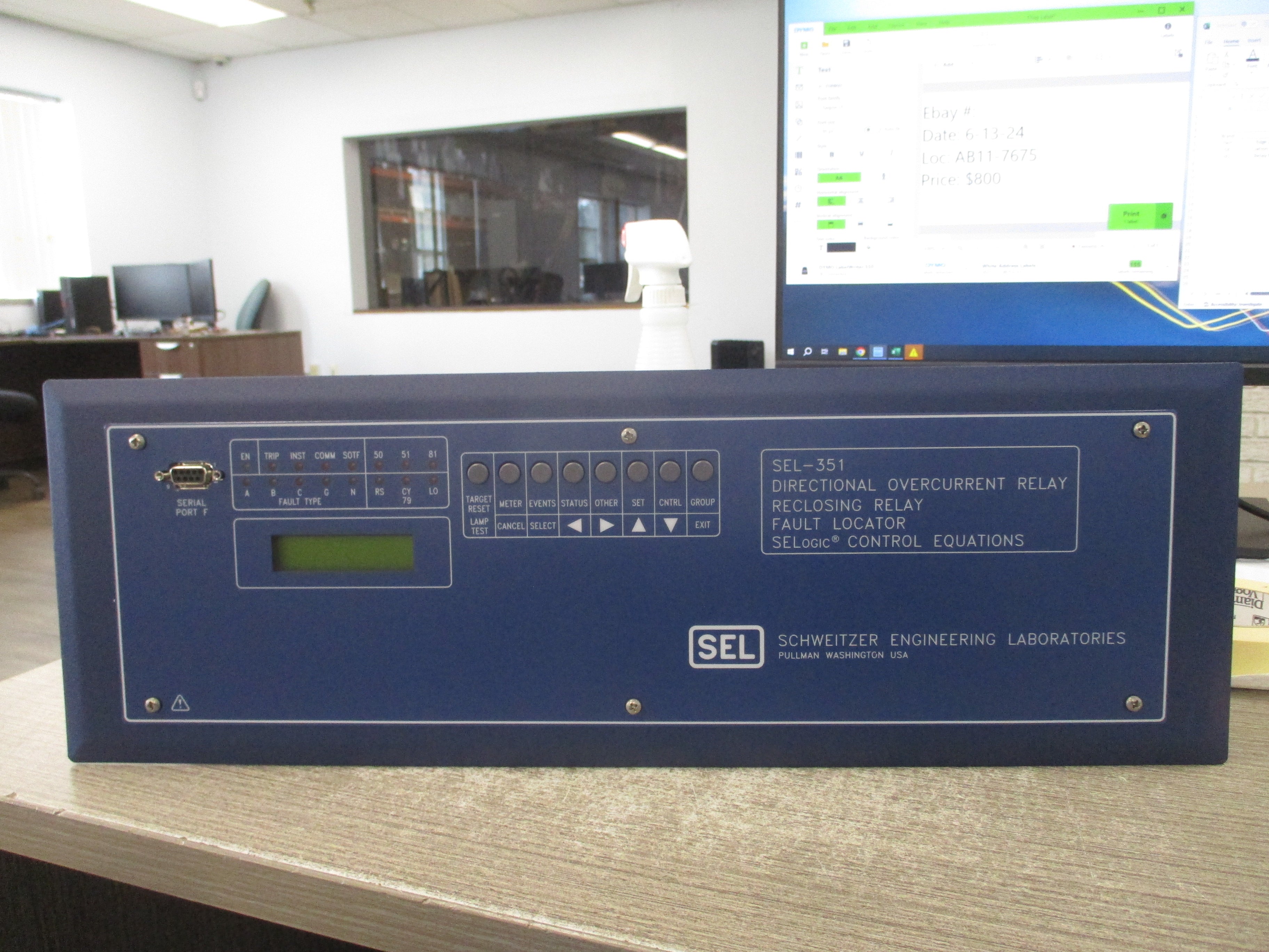 SEL SEL-351 Directional Overcurrent Relay Reclosing Relay Fault Locator 035171335542X1 SELogic Control Equations *No Cables* New Surplus