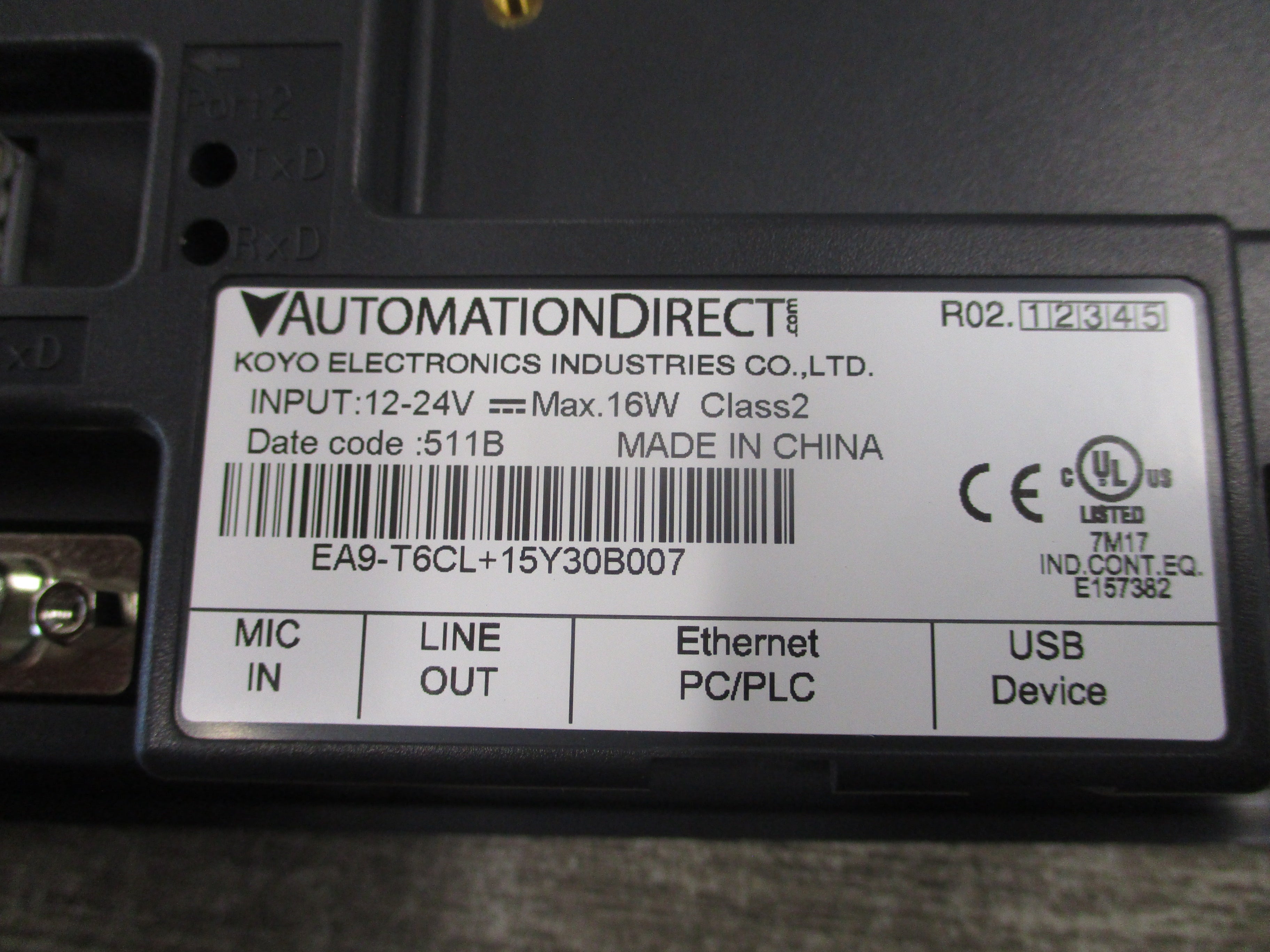 Koyo Automation Direct Operator Interface Panel EA9-T6CL+15Y30B007 12-24V 16W Used