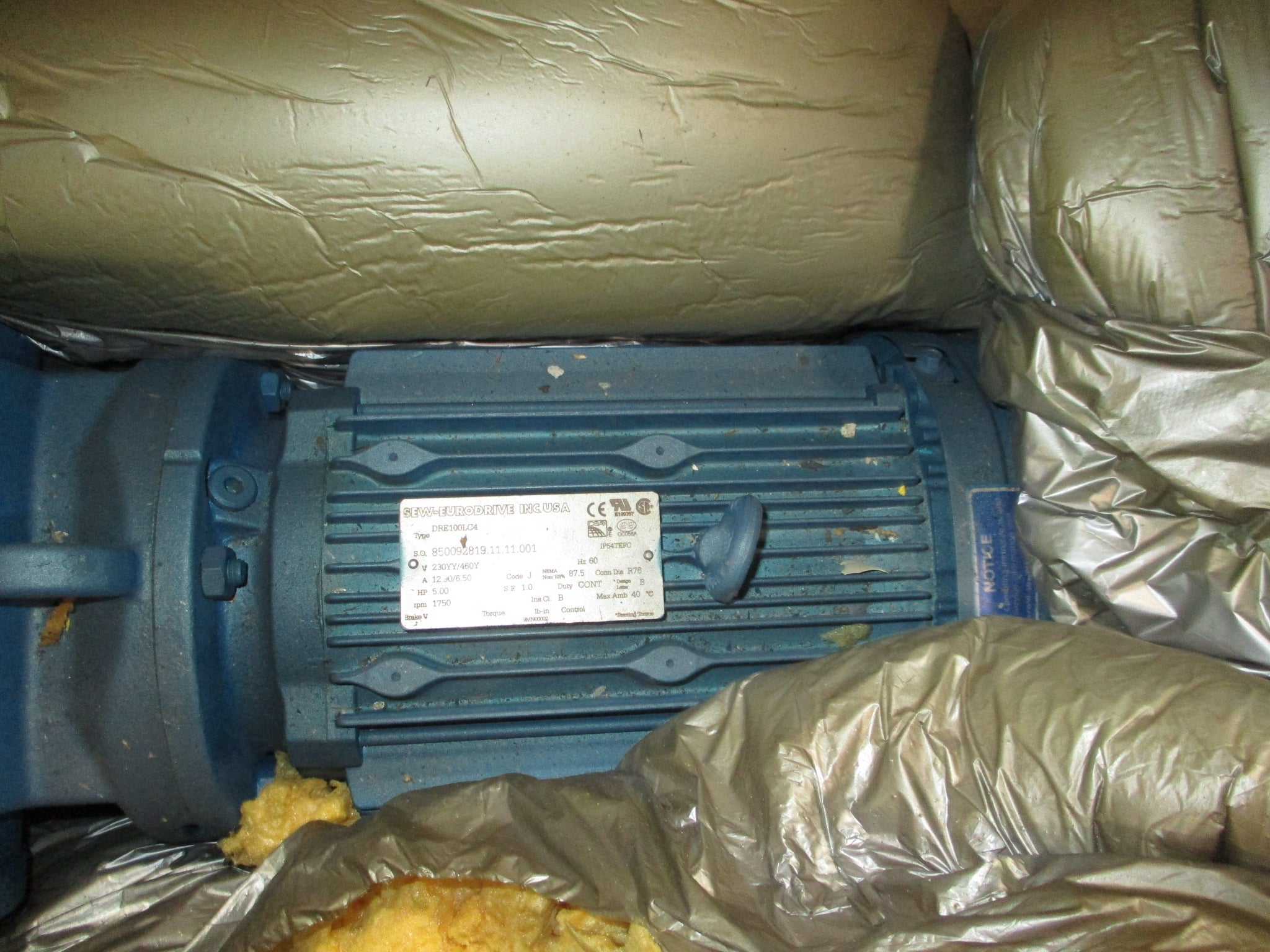Sew-Eurodrive Gearmotor SA77/TDRE100LC4 5HP 54RPM Output 230/460V 60Hz 3Ph
