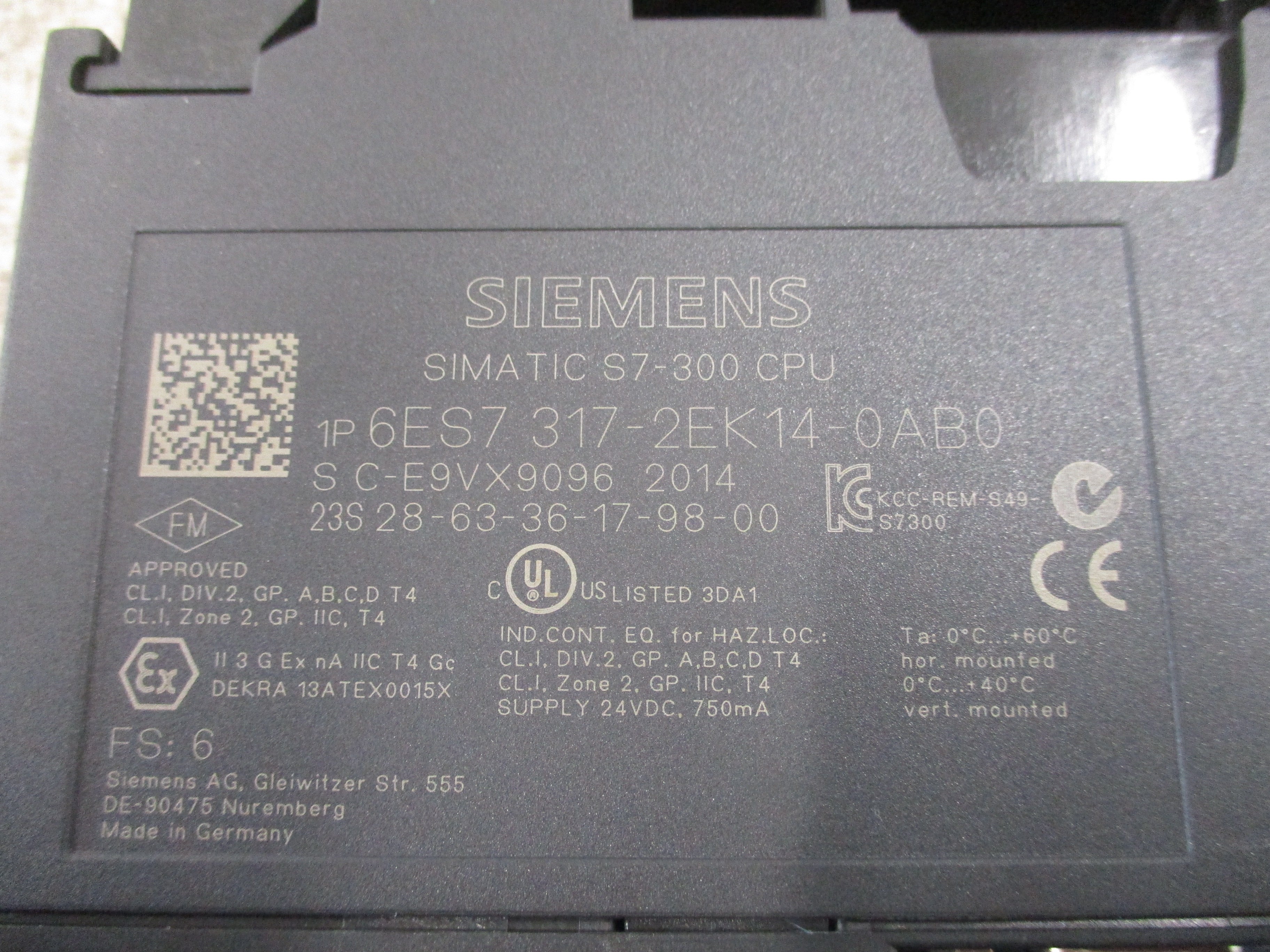 Siemens Simatic S7-300 CPU Module 6ES7 317-2EK14-0AB0 Used