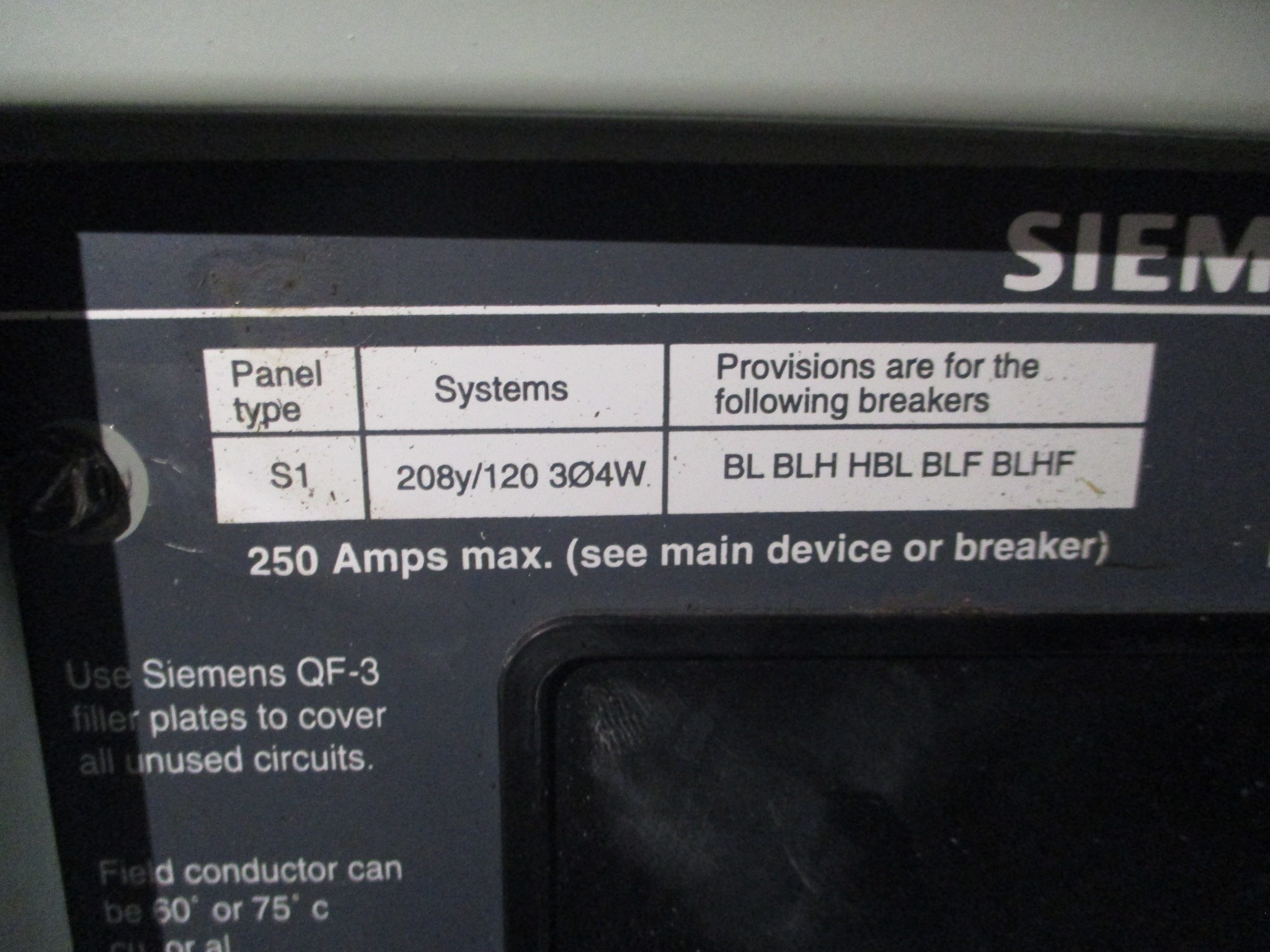 Siemens Main Breaker Circuit Breaker Panel S1C42QJ200ABS 200A Main, 250A Max