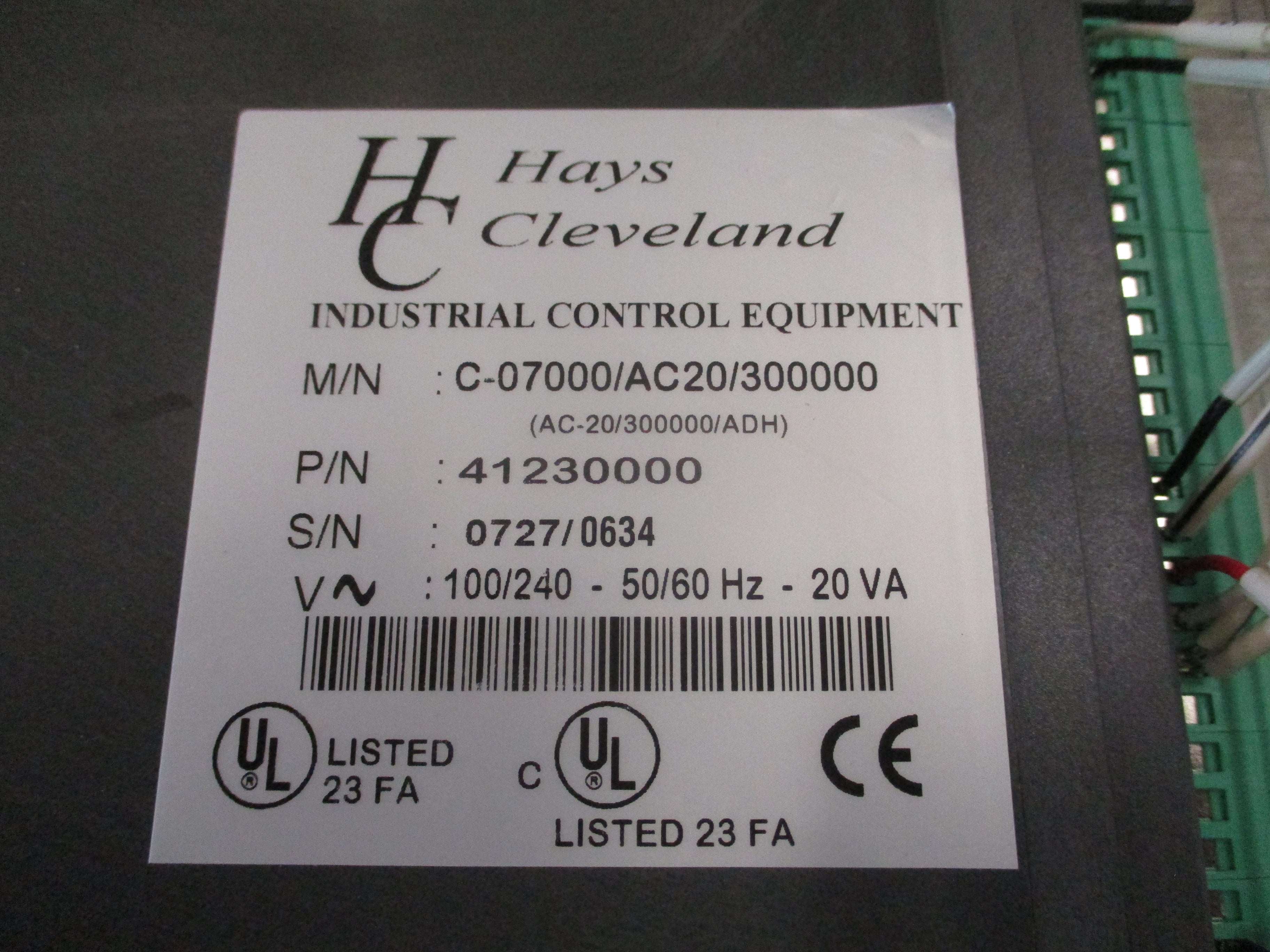 Hays Cleveland AC Station Process Controller AC20-3000-0000 90-264V 48-63Hz 20VA Used