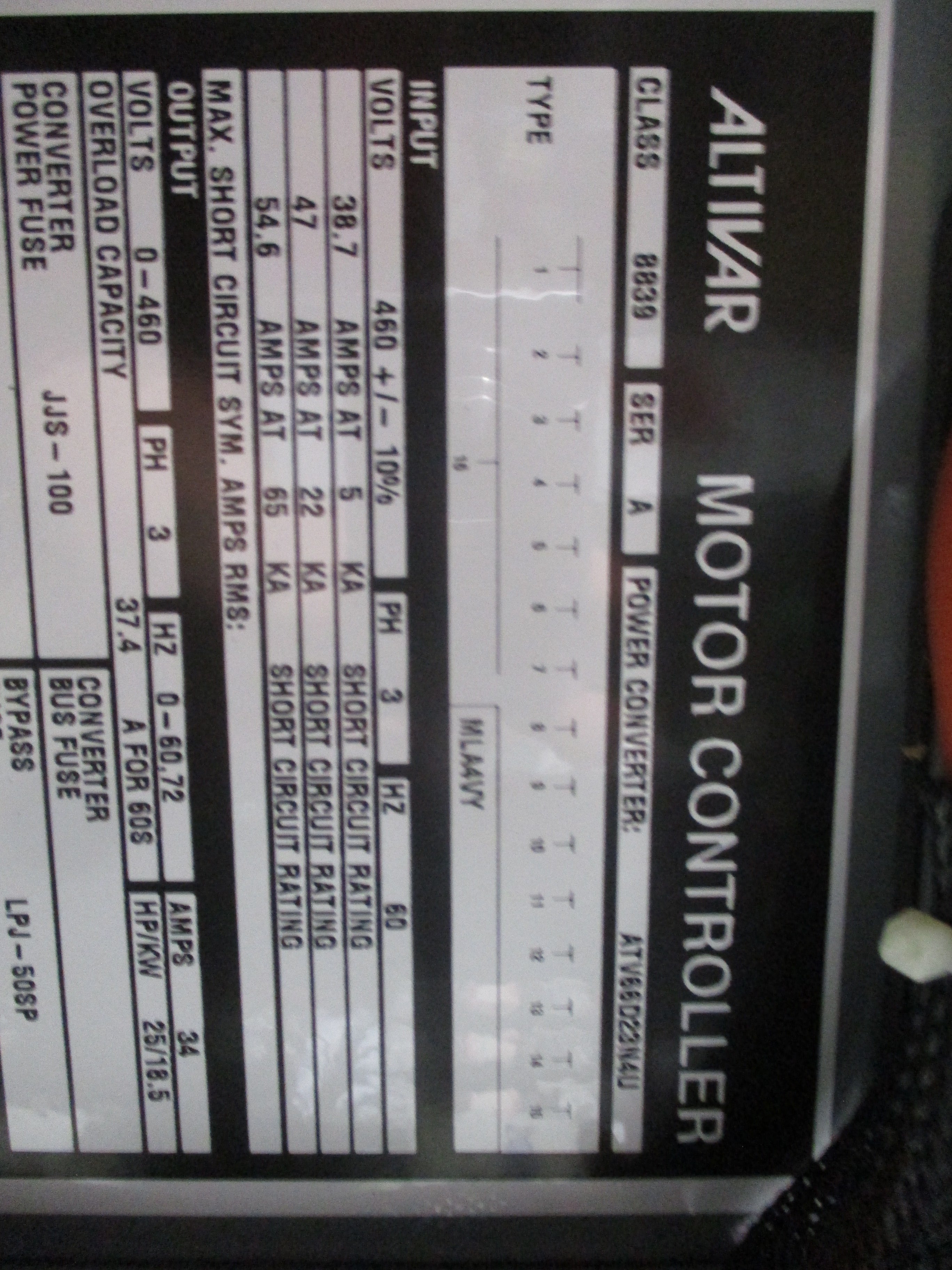 Marley Cooling Tower Controller ATV66D23N4U 25HP 3Ph Input: 460V Output: 0-460V