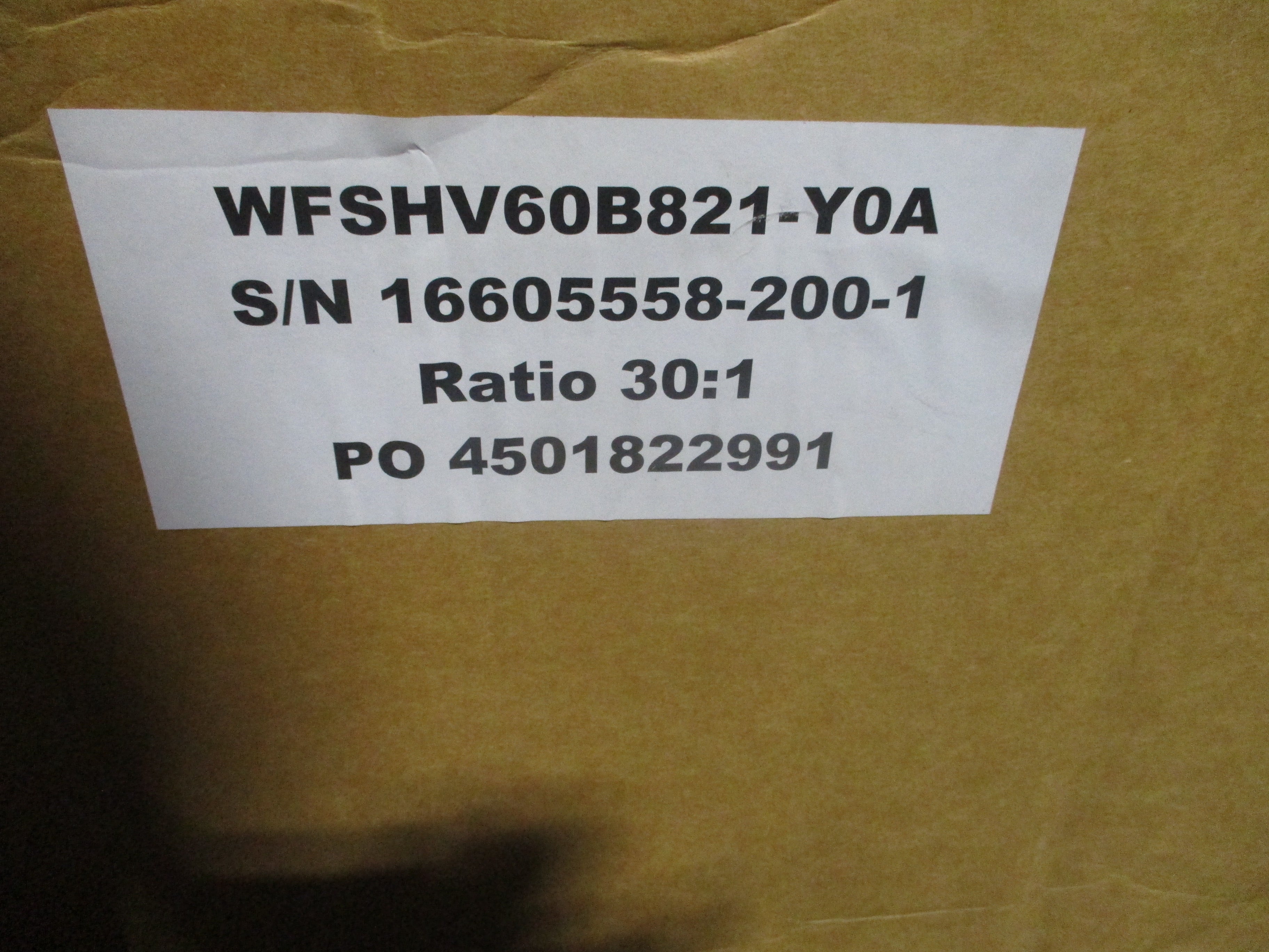 Conedrive Gear Reducer WFSHV60B821Y0A Ratio 30:1 New Surplus