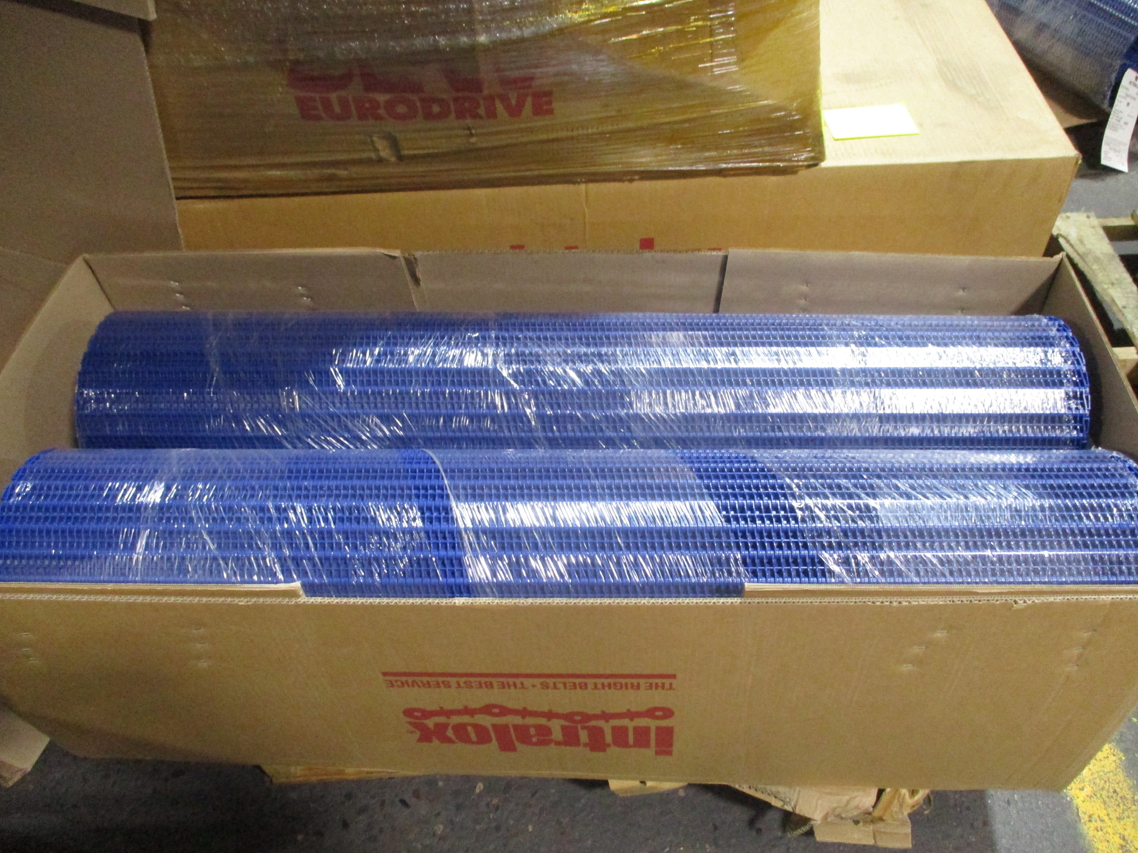 Intralox Series 900 Perforated Flat Top Belt 28657 Width: 47.9in Length: 100ft Acetal Blue New Surplus
