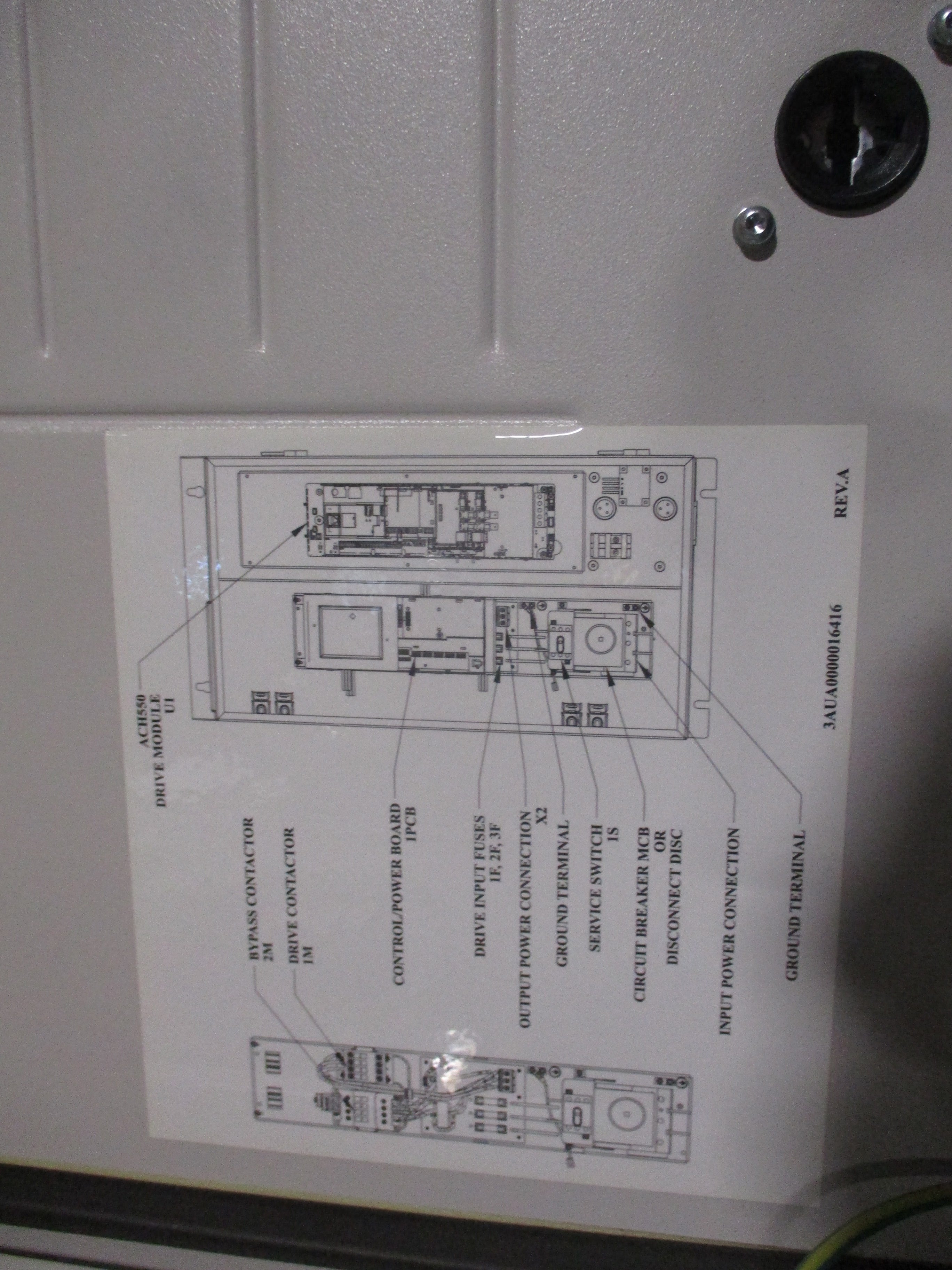 ABB ACH550 AC Drive W/Bypass ACH550-BDR-023A-4+B055+F267+K452 15HP Used
