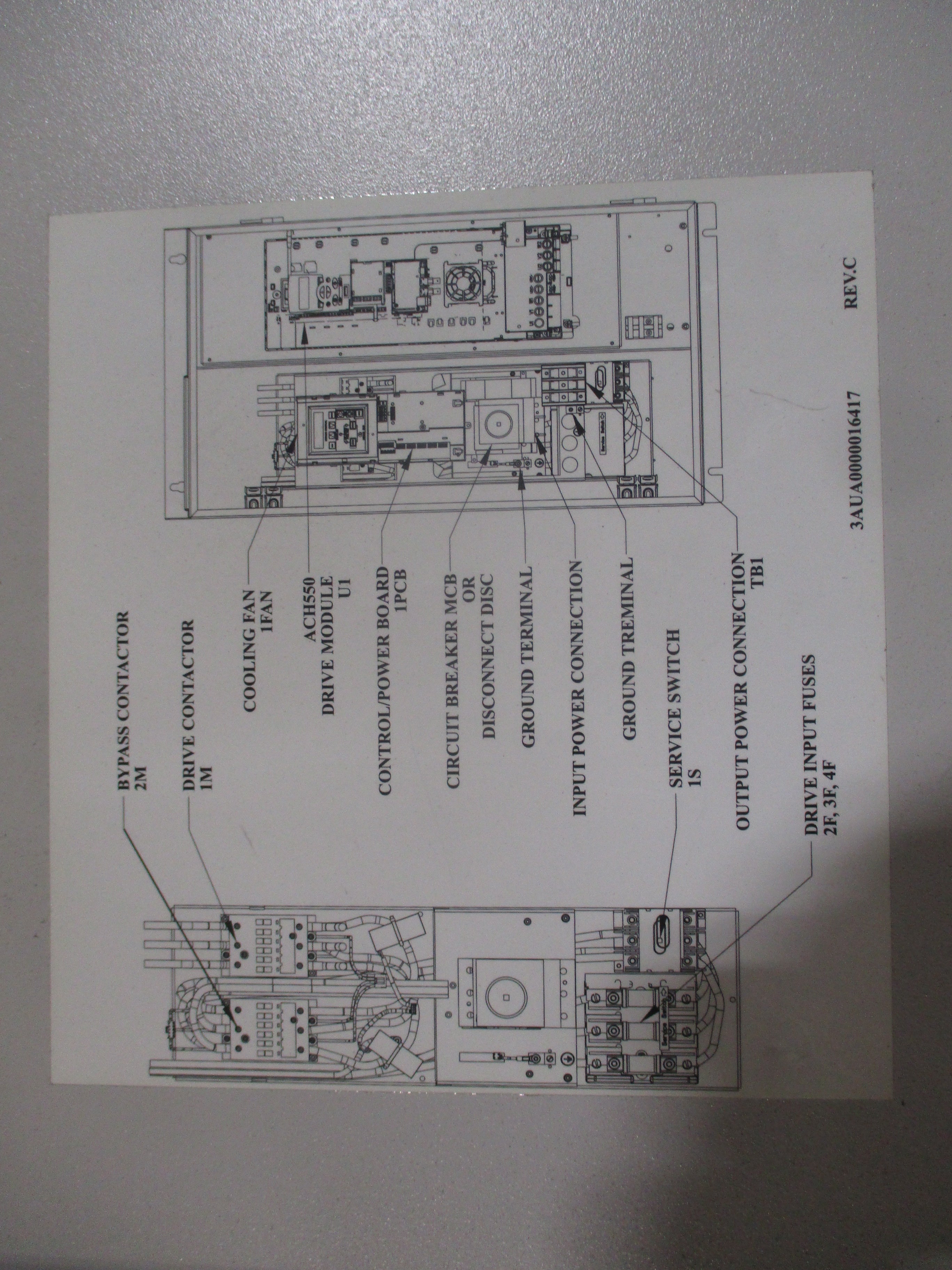 ABB ACH550 AC Drive W/Bypass ACH550-BDR-072A-4+B055+E213+F267+K452 Used