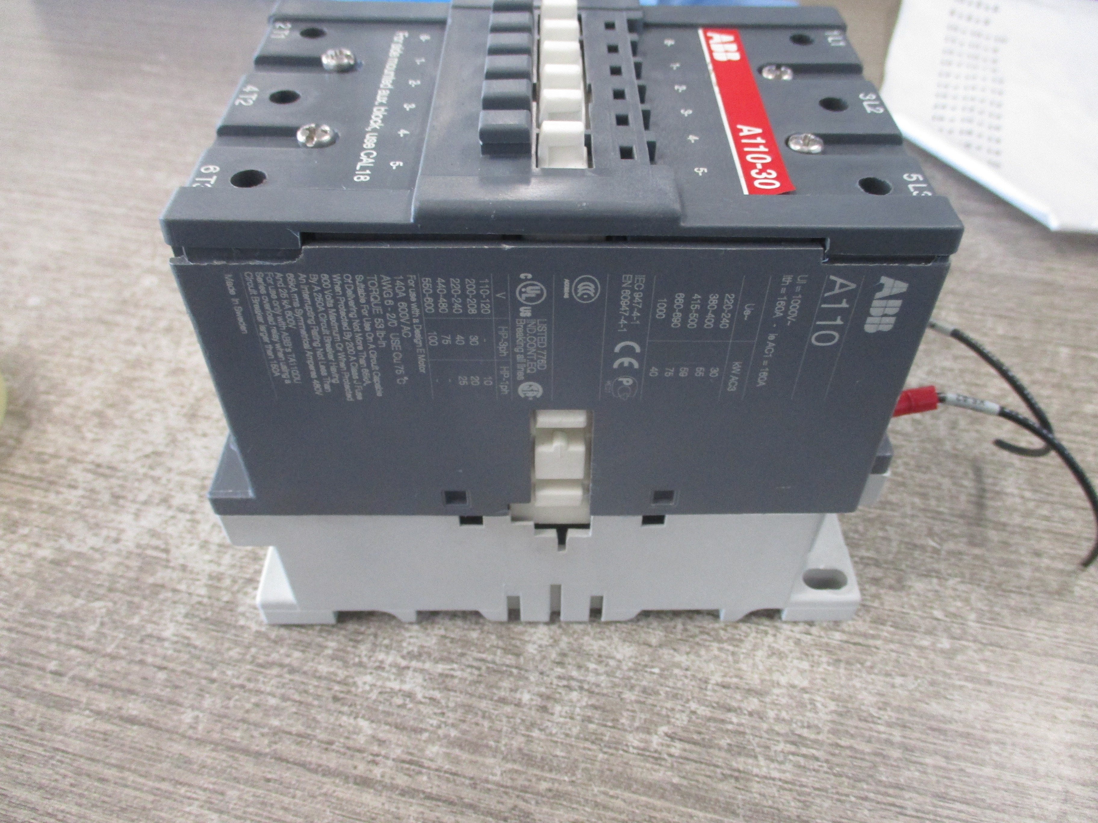 ABB Contactor A110-30 110-120V Coil Used