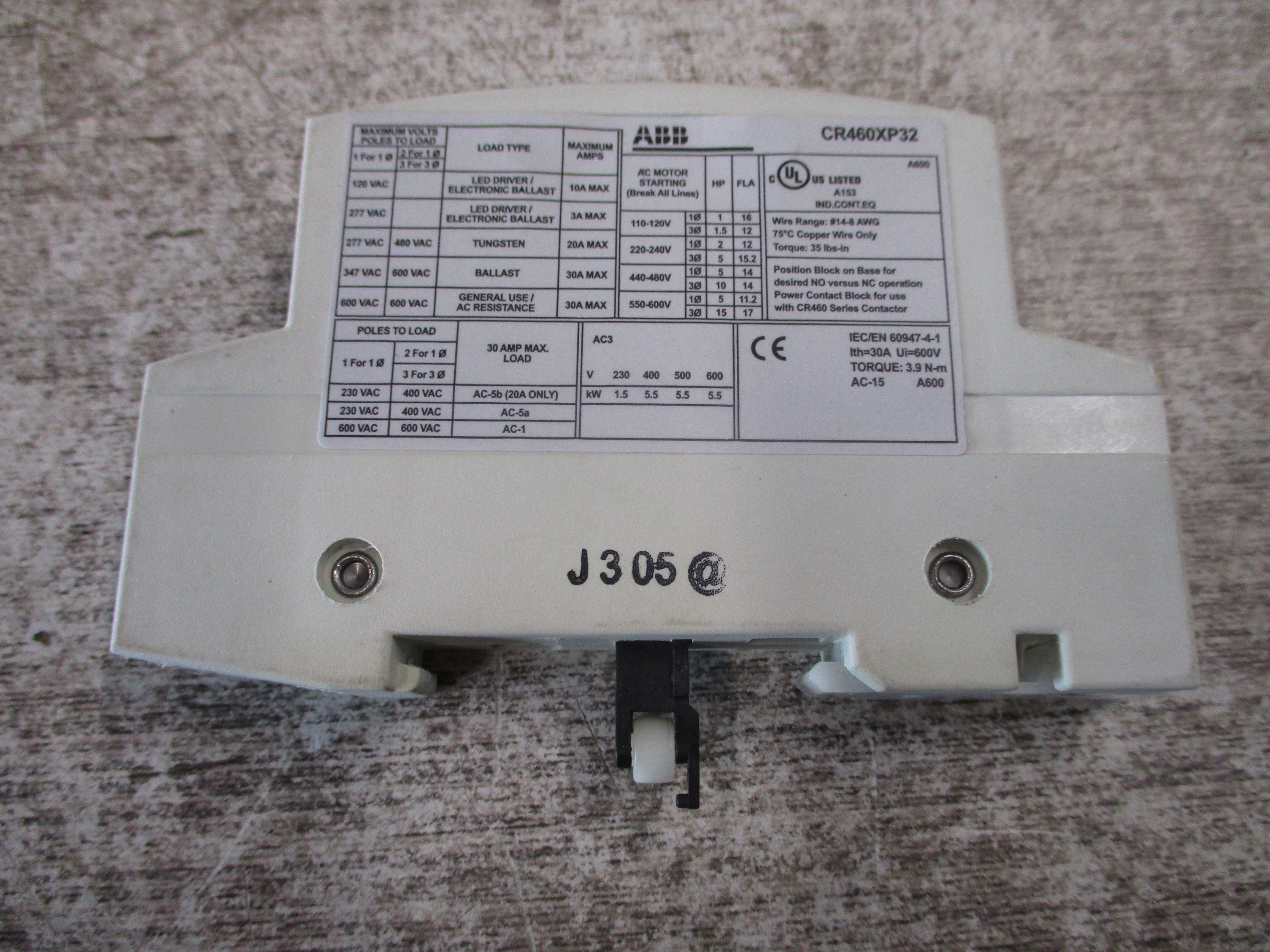 ABB Power Pole CR460XP32 30A 600V Used