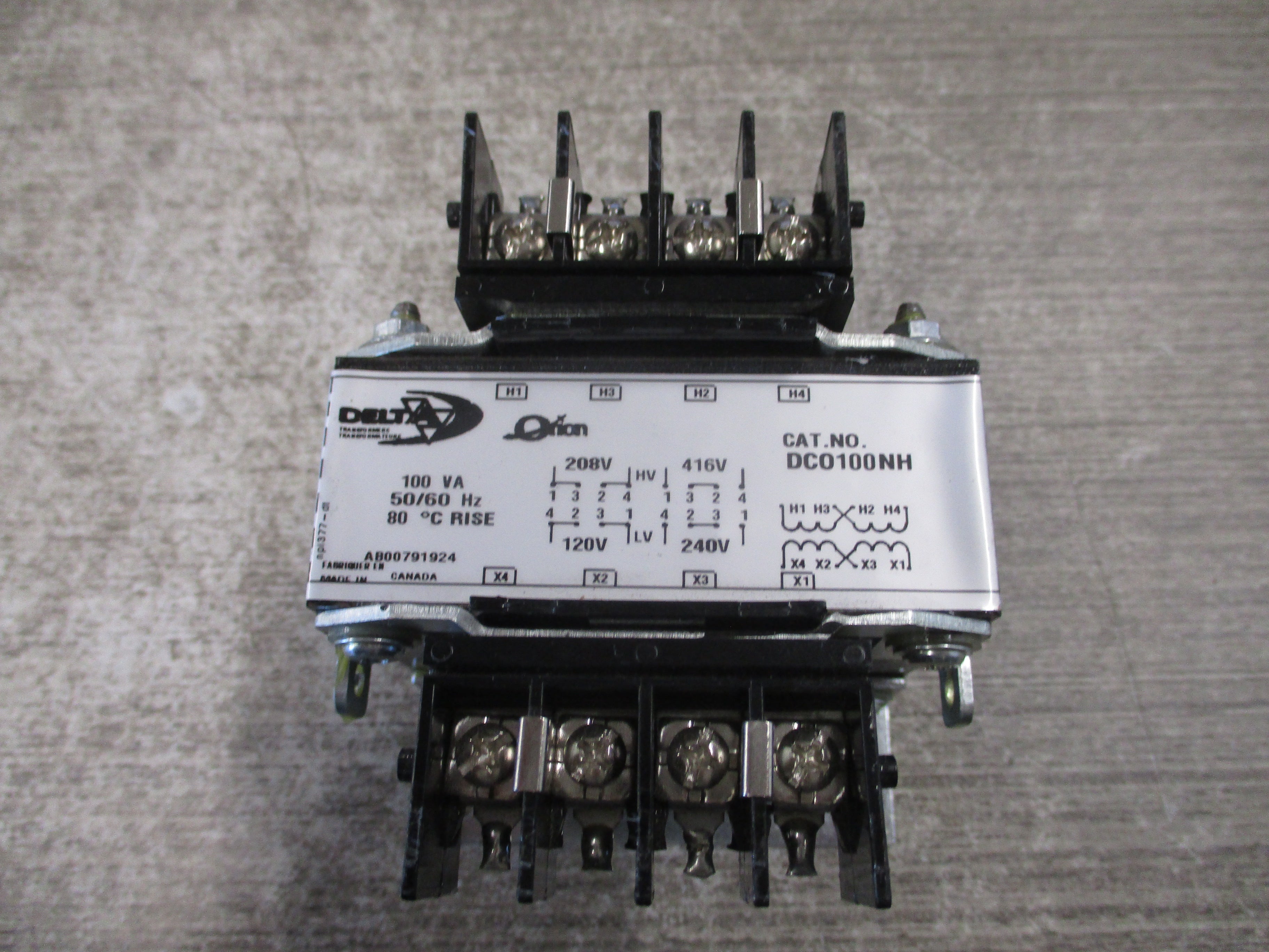 Delta Orion Transformer DCO100NH 100VA Pri: 208/416V Sec: 120/240V 50/60Hz Used