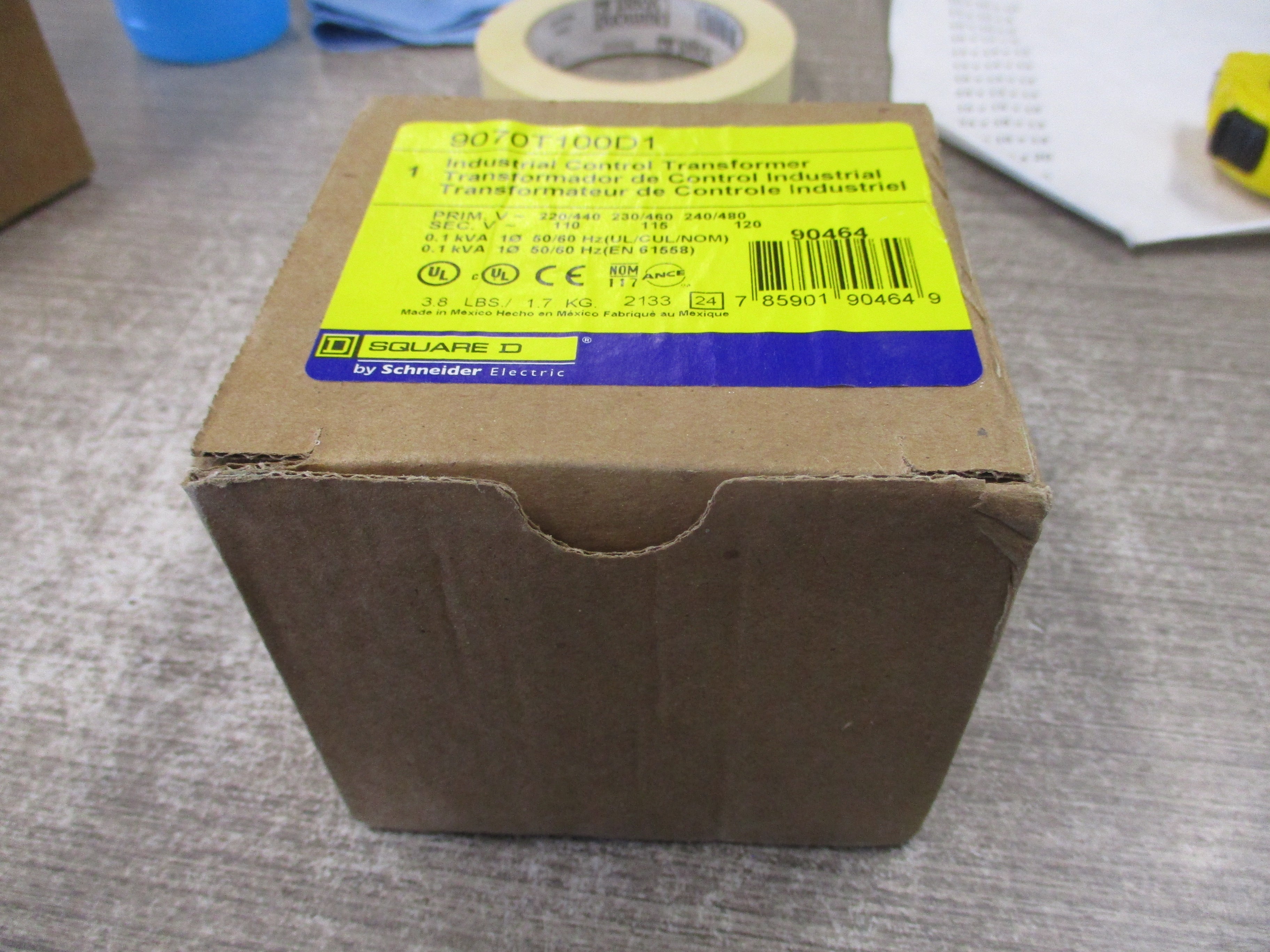 Square D Control Transformer 9070T100D1 0.1kVA Pri: 240/480V Sec: 120V 1Ph 50/60Hz New Surplus