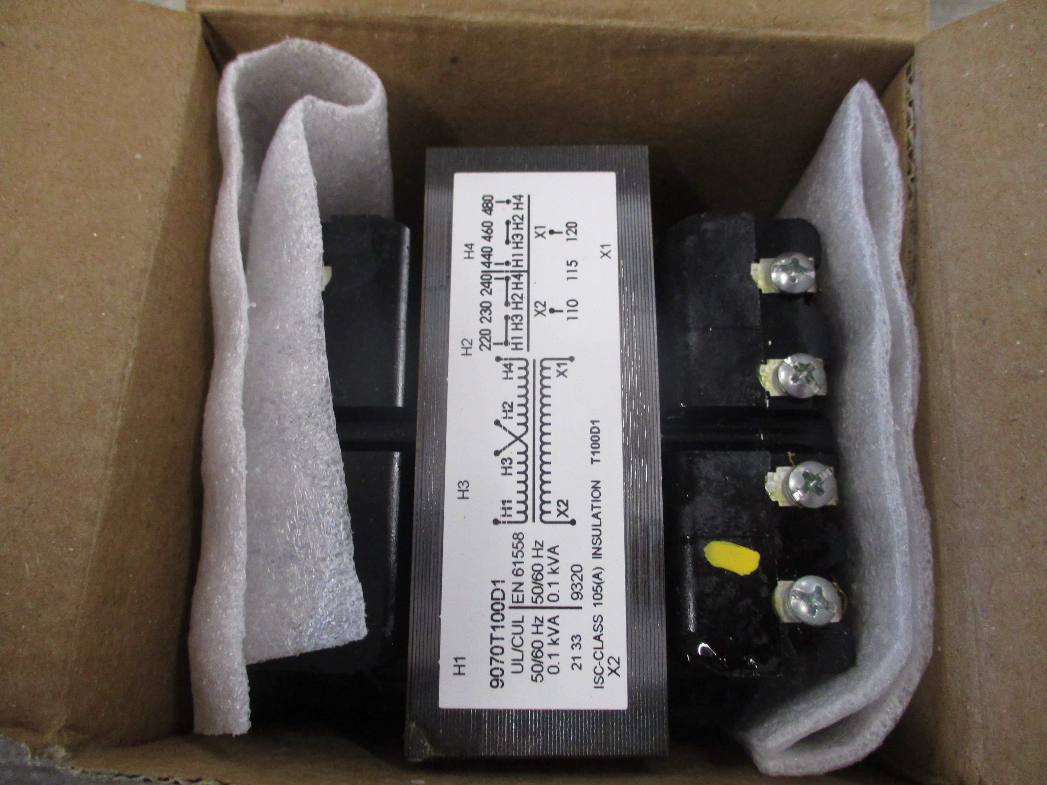 Square D Control Transformer 9070T100D1 0.1kVA Pri: 240/480V Sec: 120V 1Ph 50/60Hz New Surplus