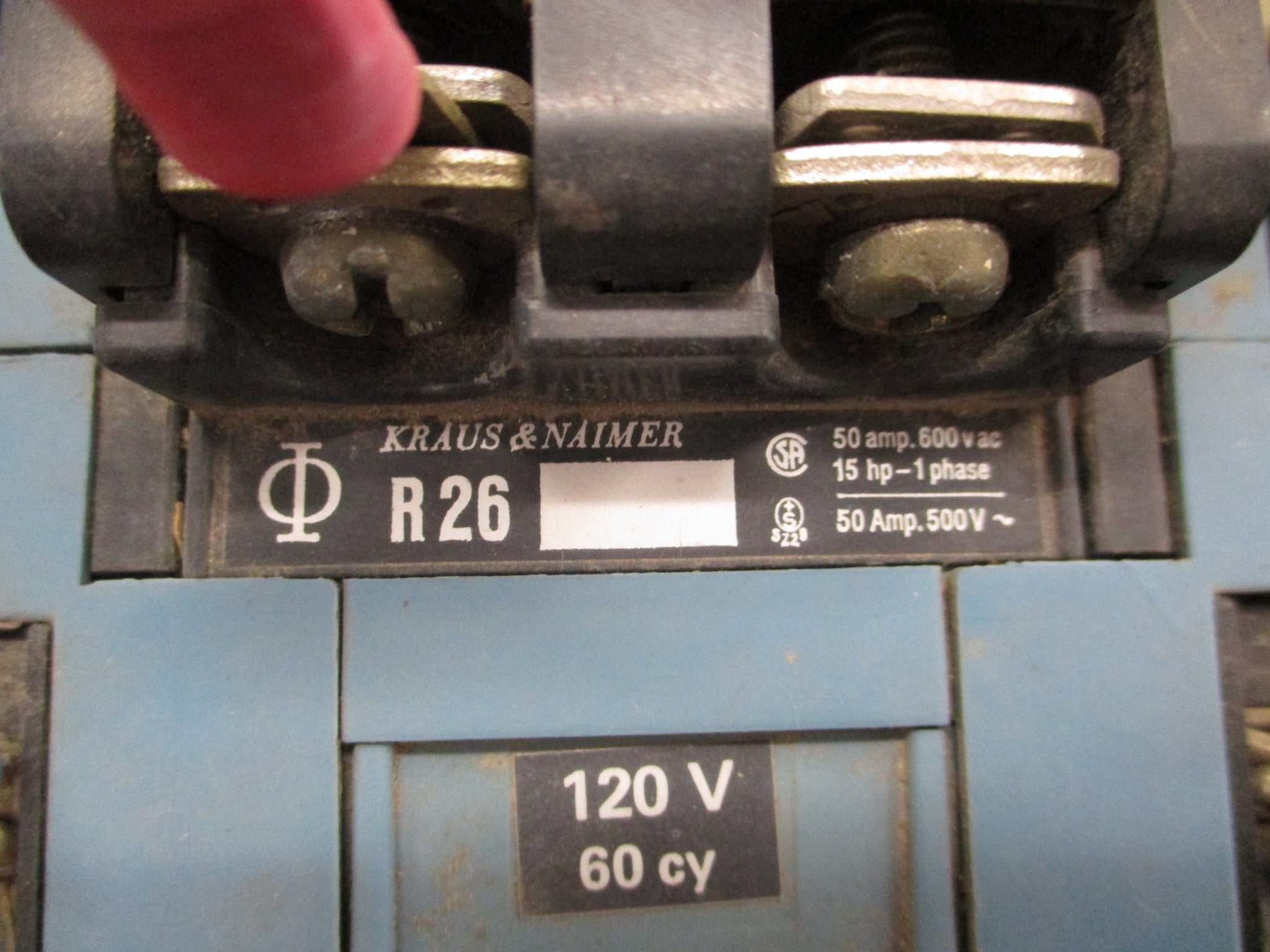 Kraus & Naimer Reversing Contactor R26 120V Coil 50A 600V Used