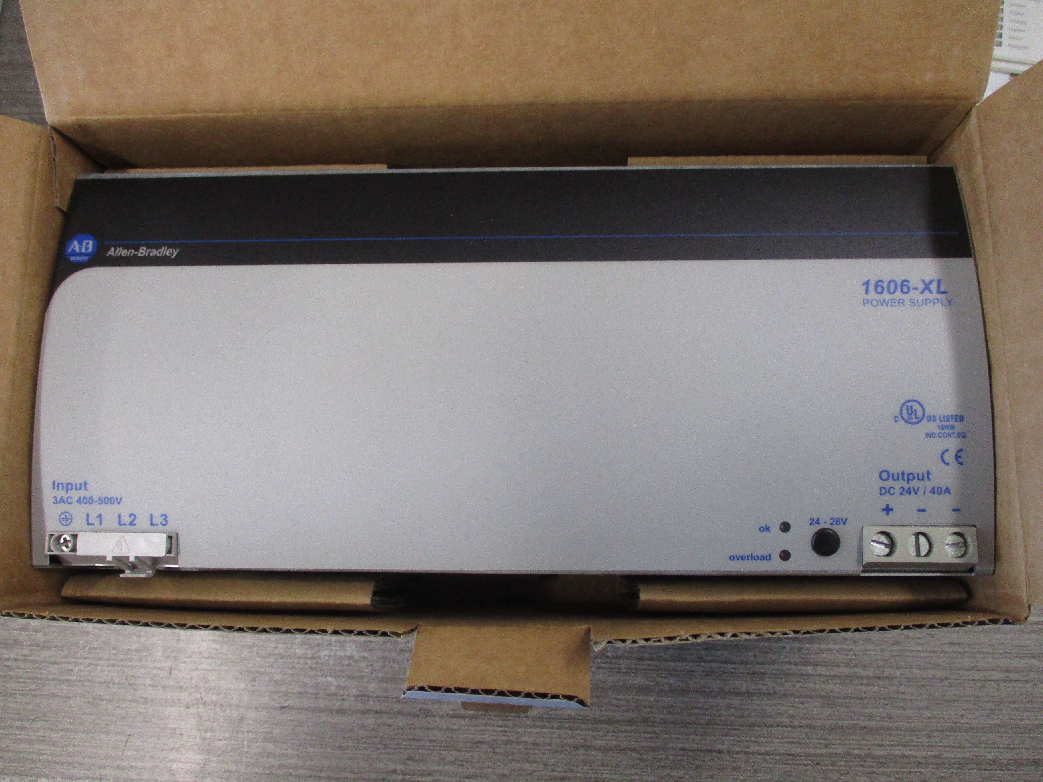 Allen-Bradley DC Power Supply 1606-XL960E-3 Ser. A 960W Input: 400-500VAC 3Ph Output: 24VDC 40A New Surplus