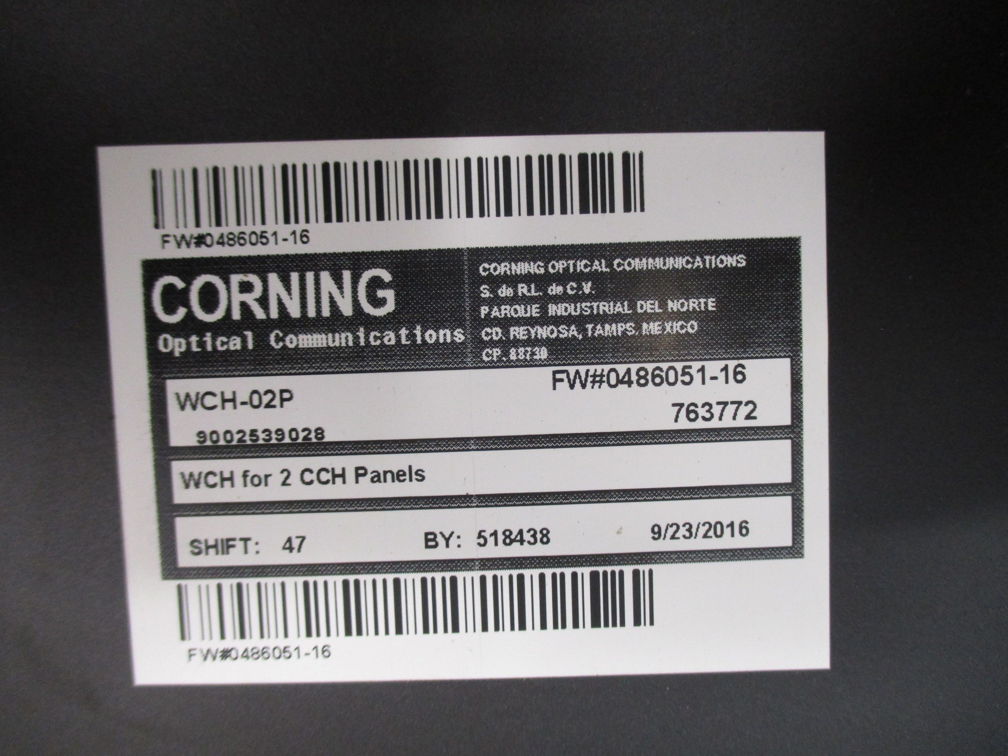 Corning Fiber Optic Connector Housing WCH-02P Used