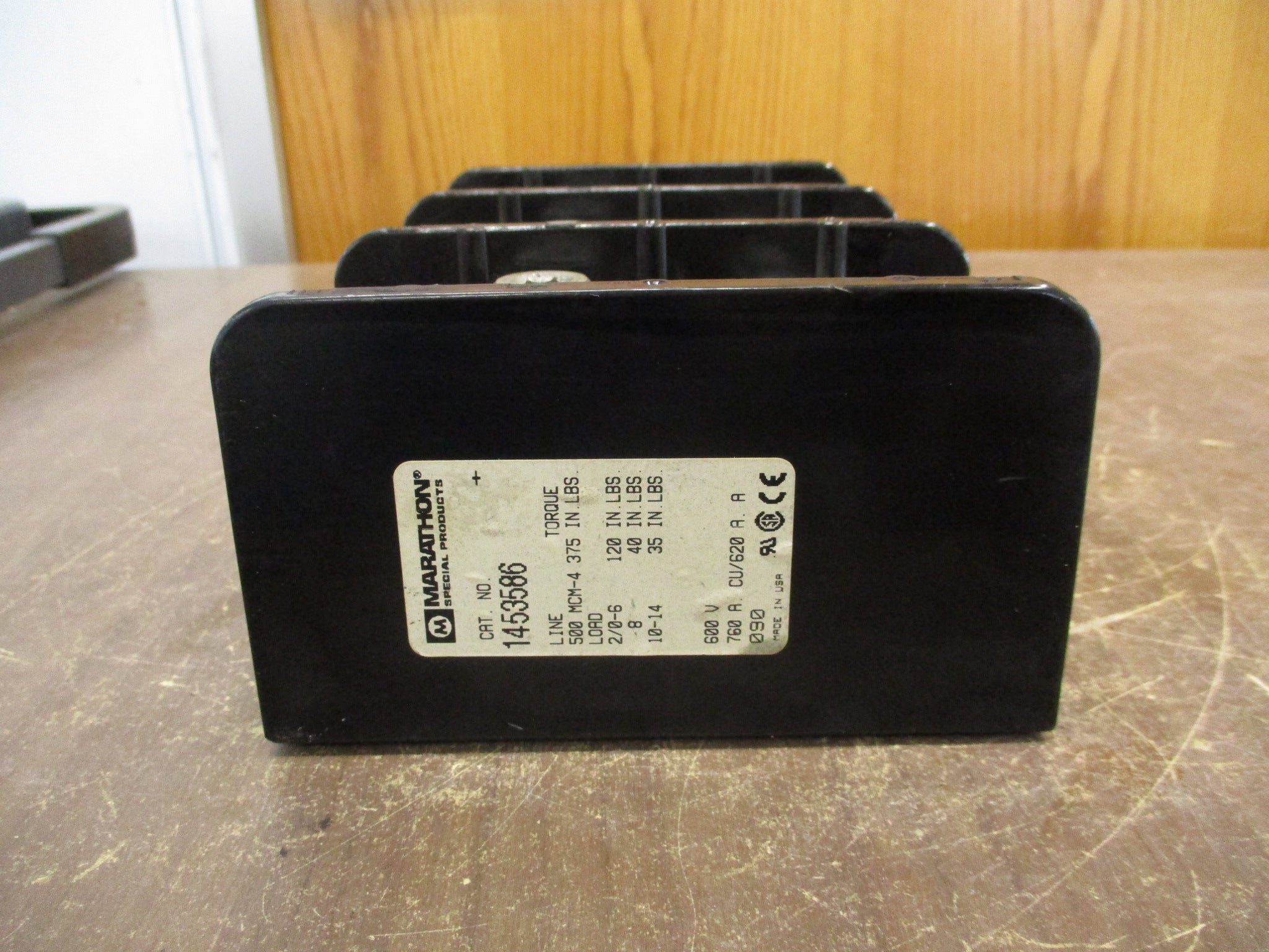 Marathon Power Distribution Block 1453586 760A 600V 3P Line: 500MCM-4 Used