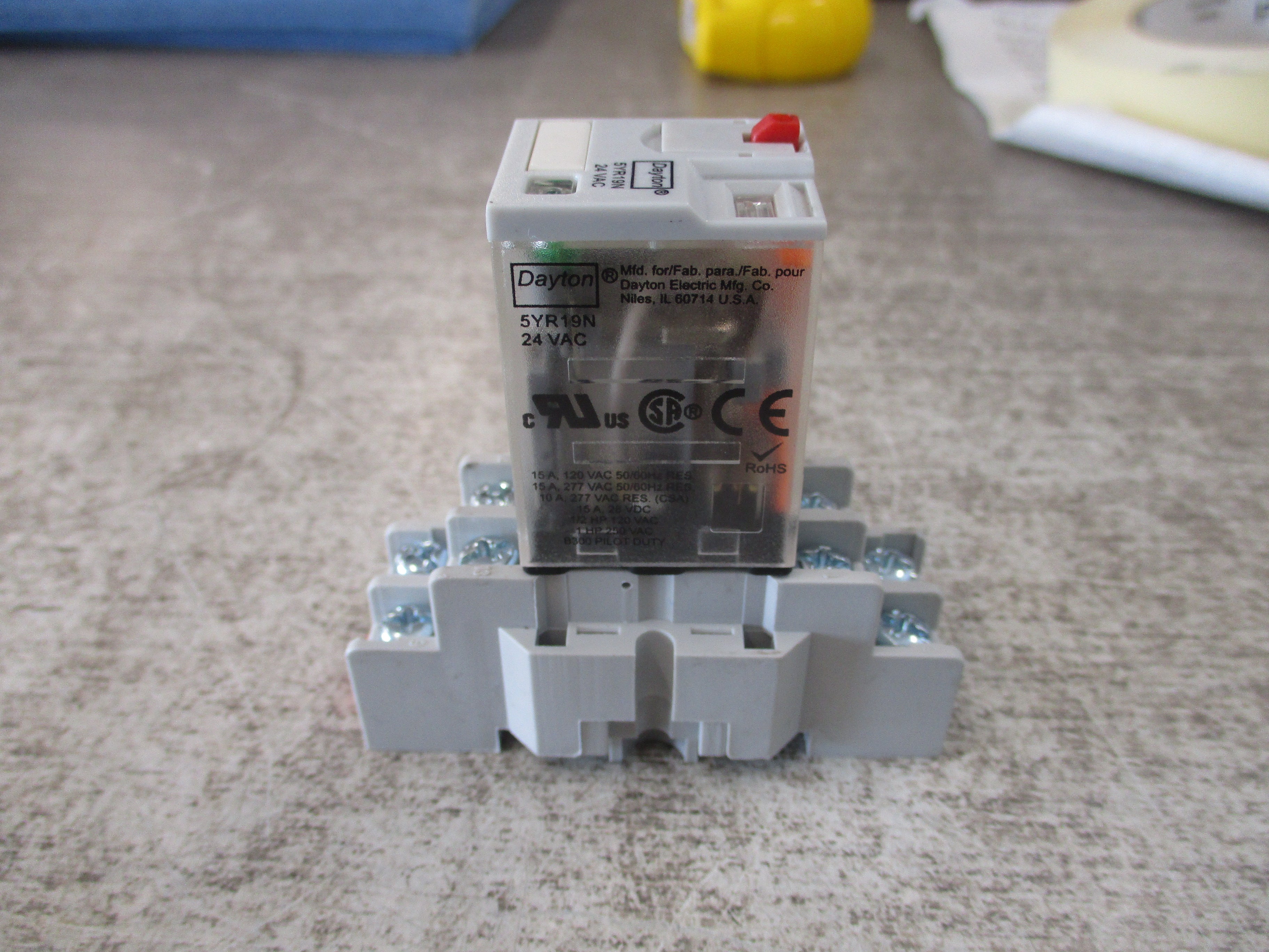 Dayton Relay 5YR19N 24VAC Coil W/Base Used