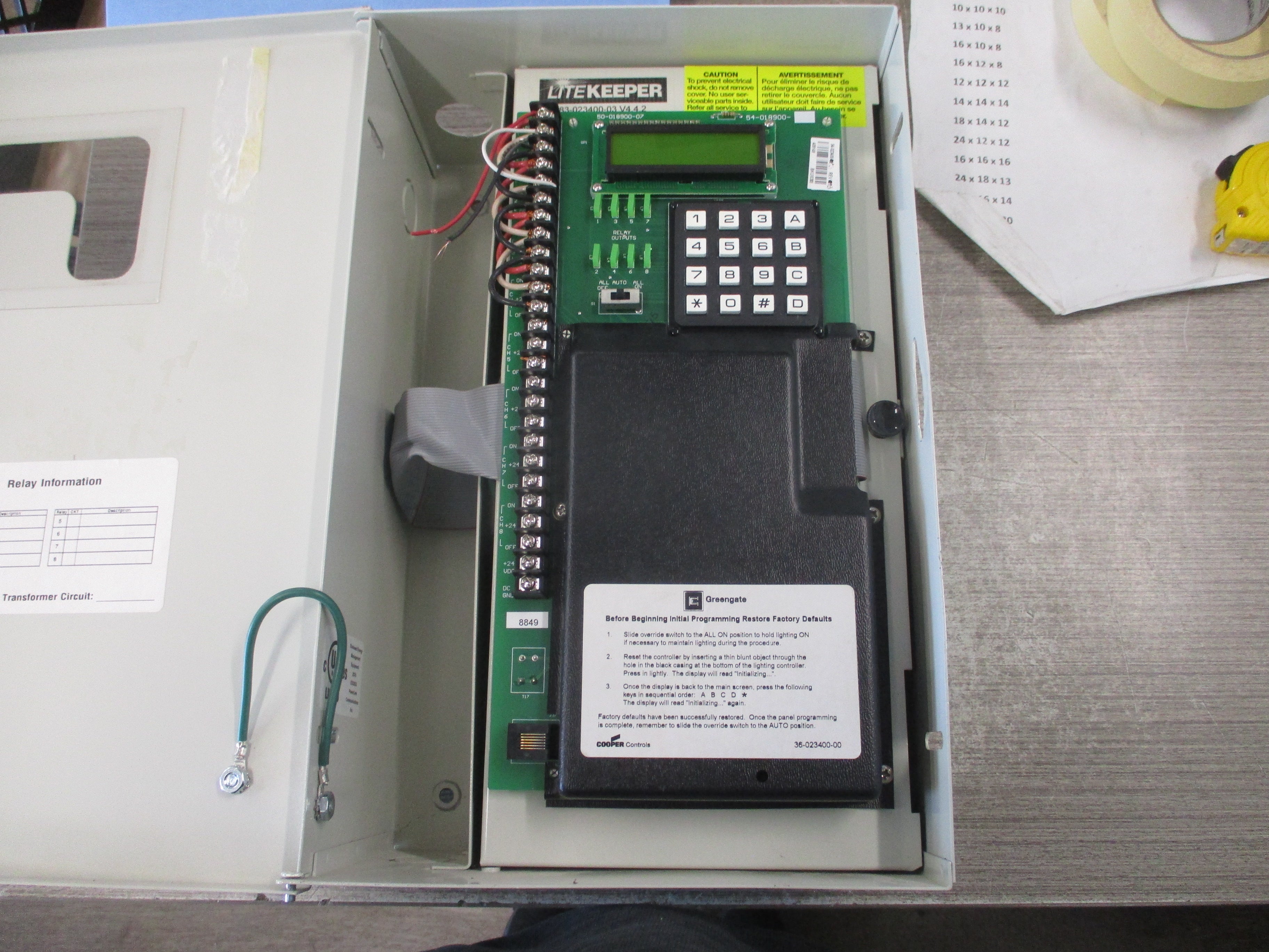 Greengate Litekeeper Lighting Control Panel 83-023400-03 V4.4.2 *No Key* Used