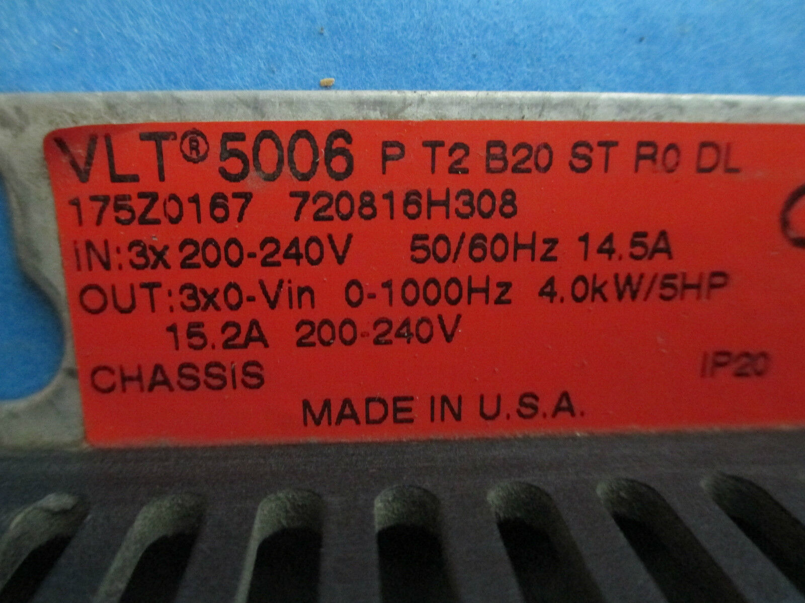 Danfoss VLT 5006 AC Drive P T2 B20 ST RO DL, 5HP 200-240V