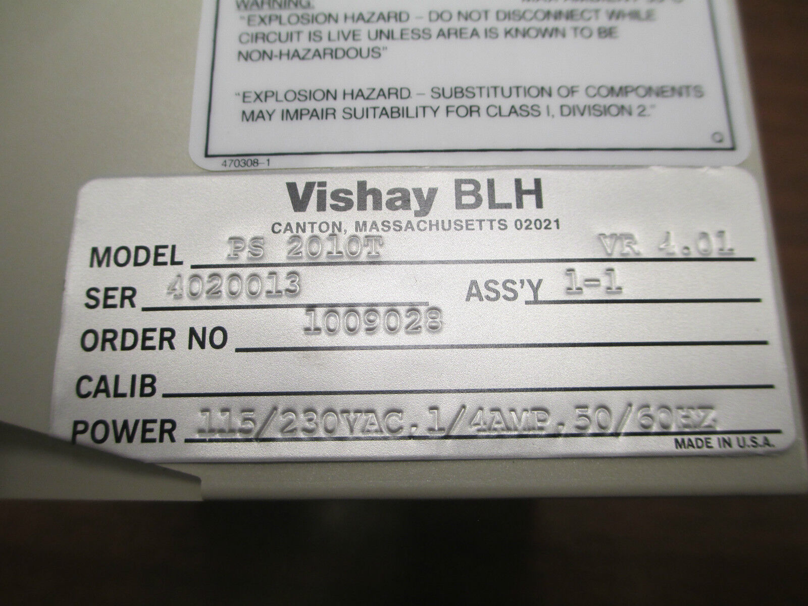 Vishay BLH Transmitter PS 2010T, 115/230V 1/4A, 50/60Hz