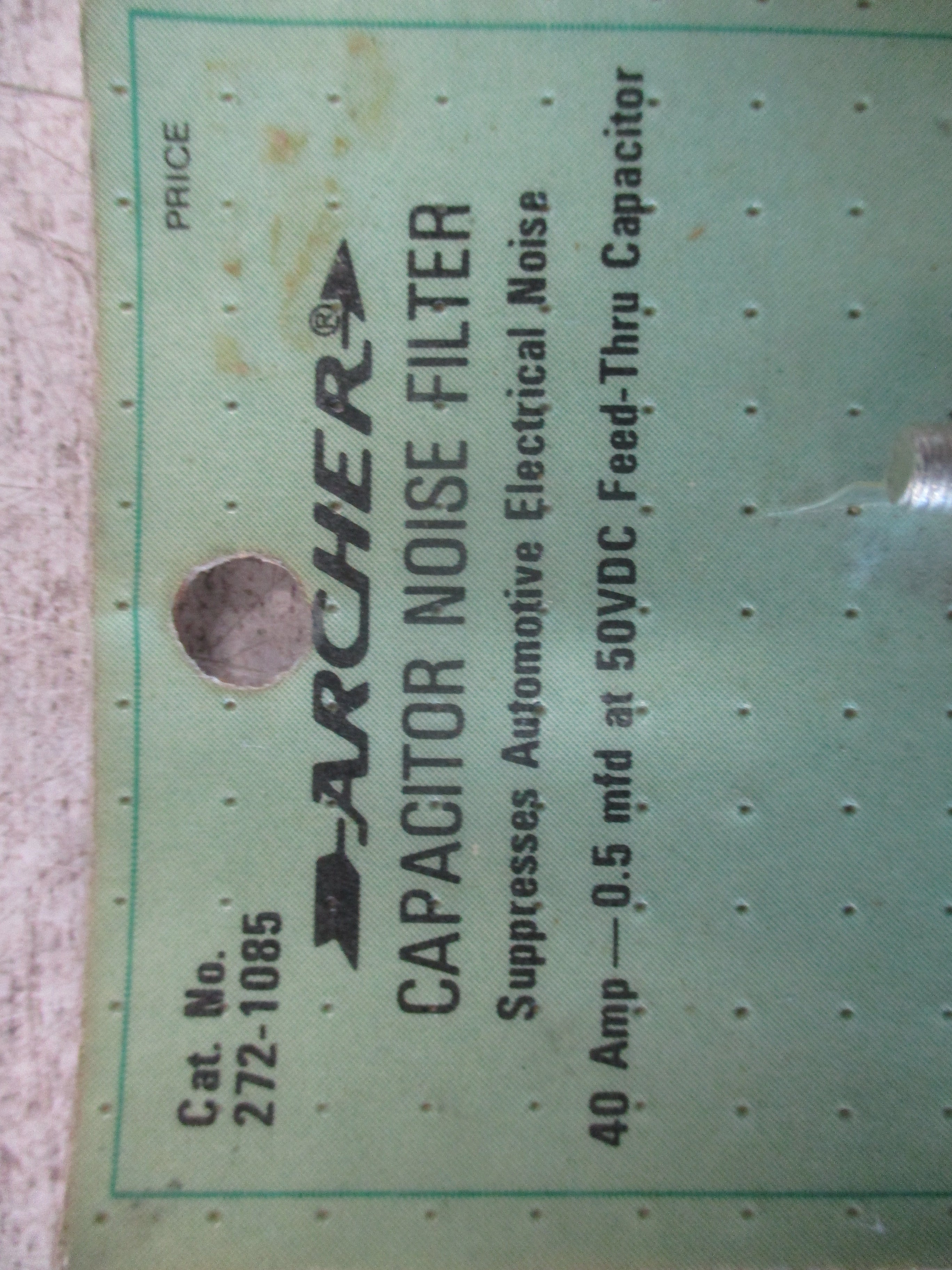 Archer Capacitor Noise Filter 272-1085 40A 0.5mfd 50VDC New Surplus