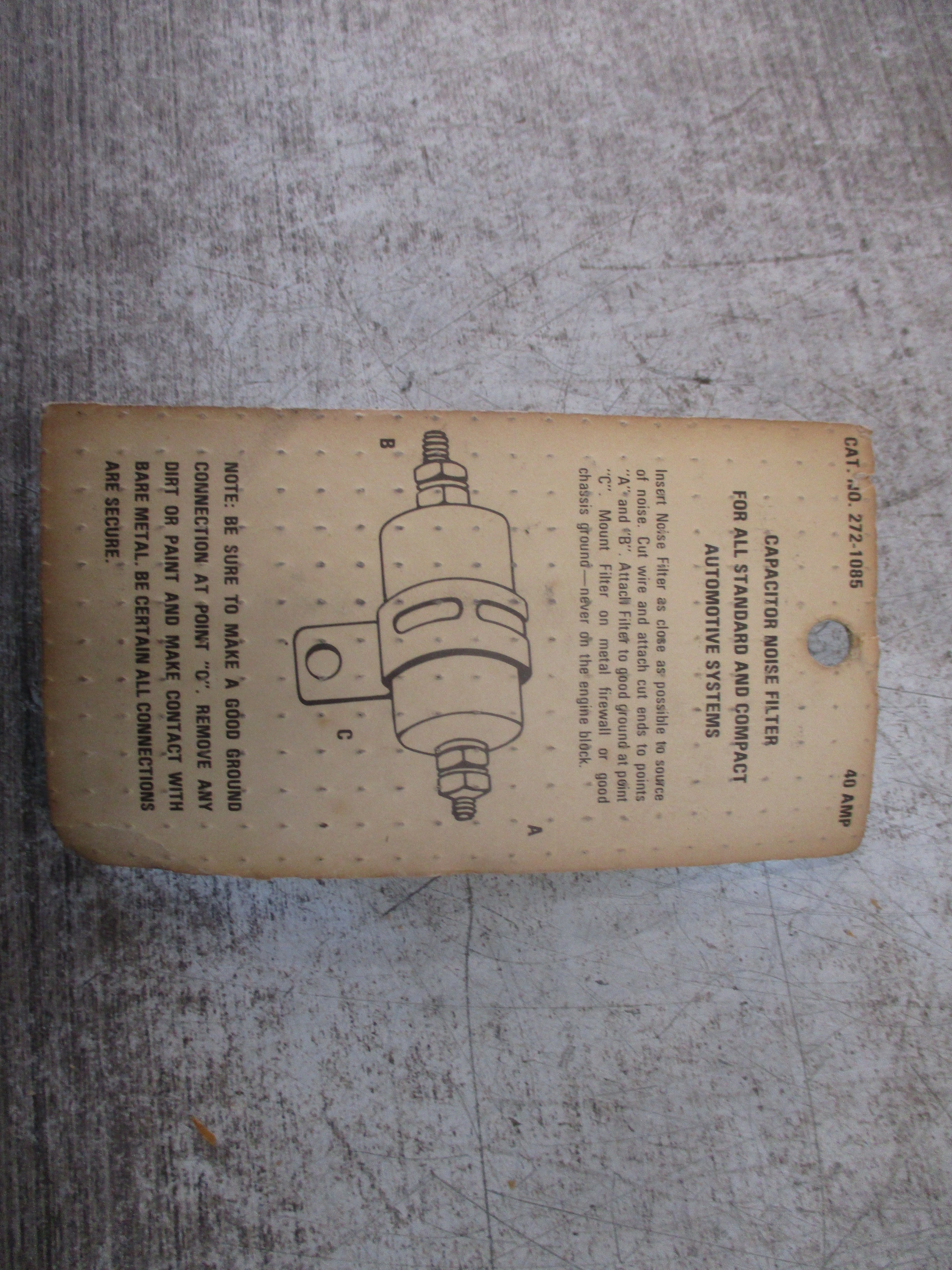 Archer Capacitor Noise Filter 272-1085 40A 0.5mfd 50VDC New Surplus