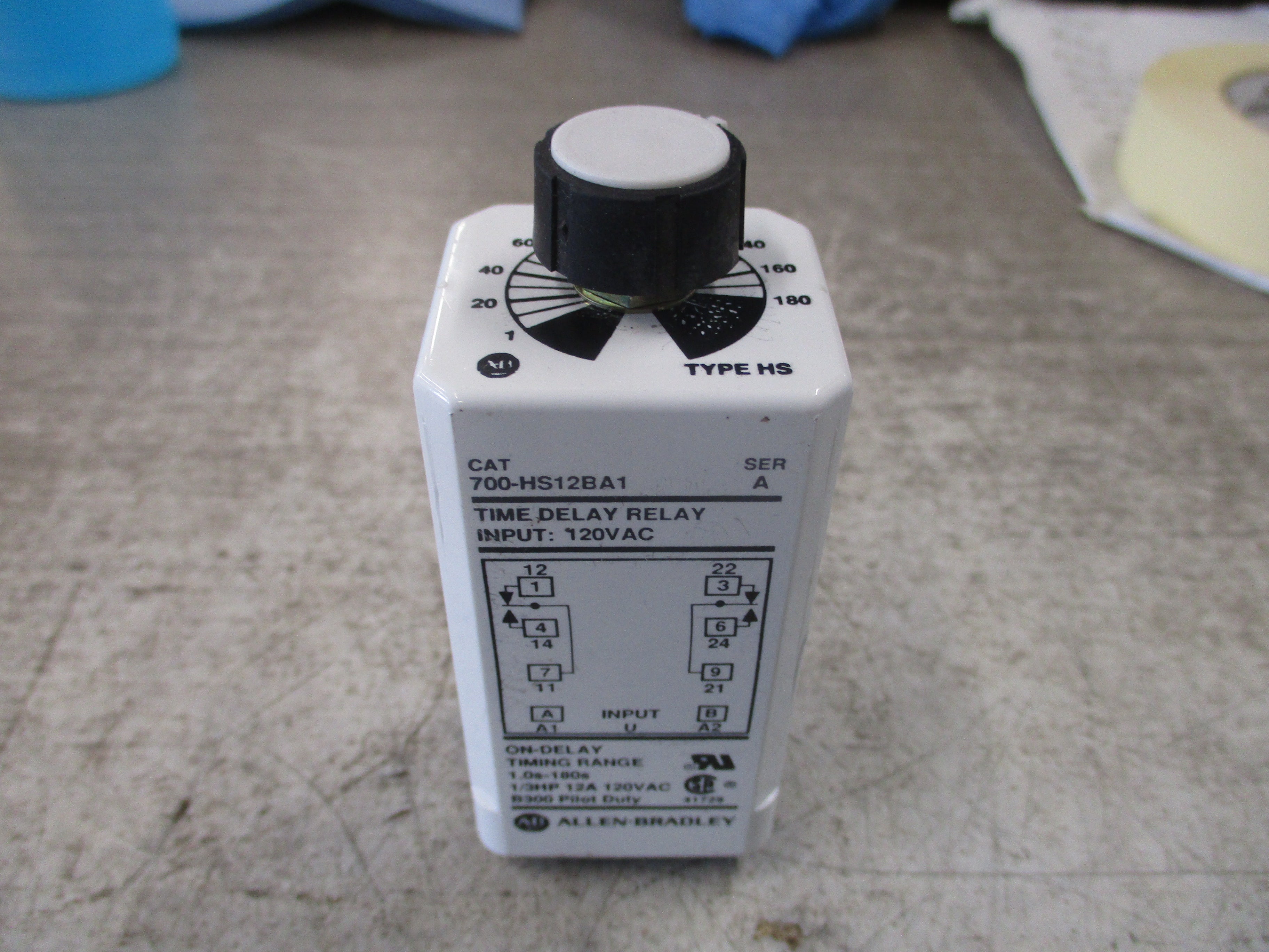 Allen-Bradley Time Delay Relay 700-HS12BA1 Ser. A On-delay Range: 1.0-180 sec