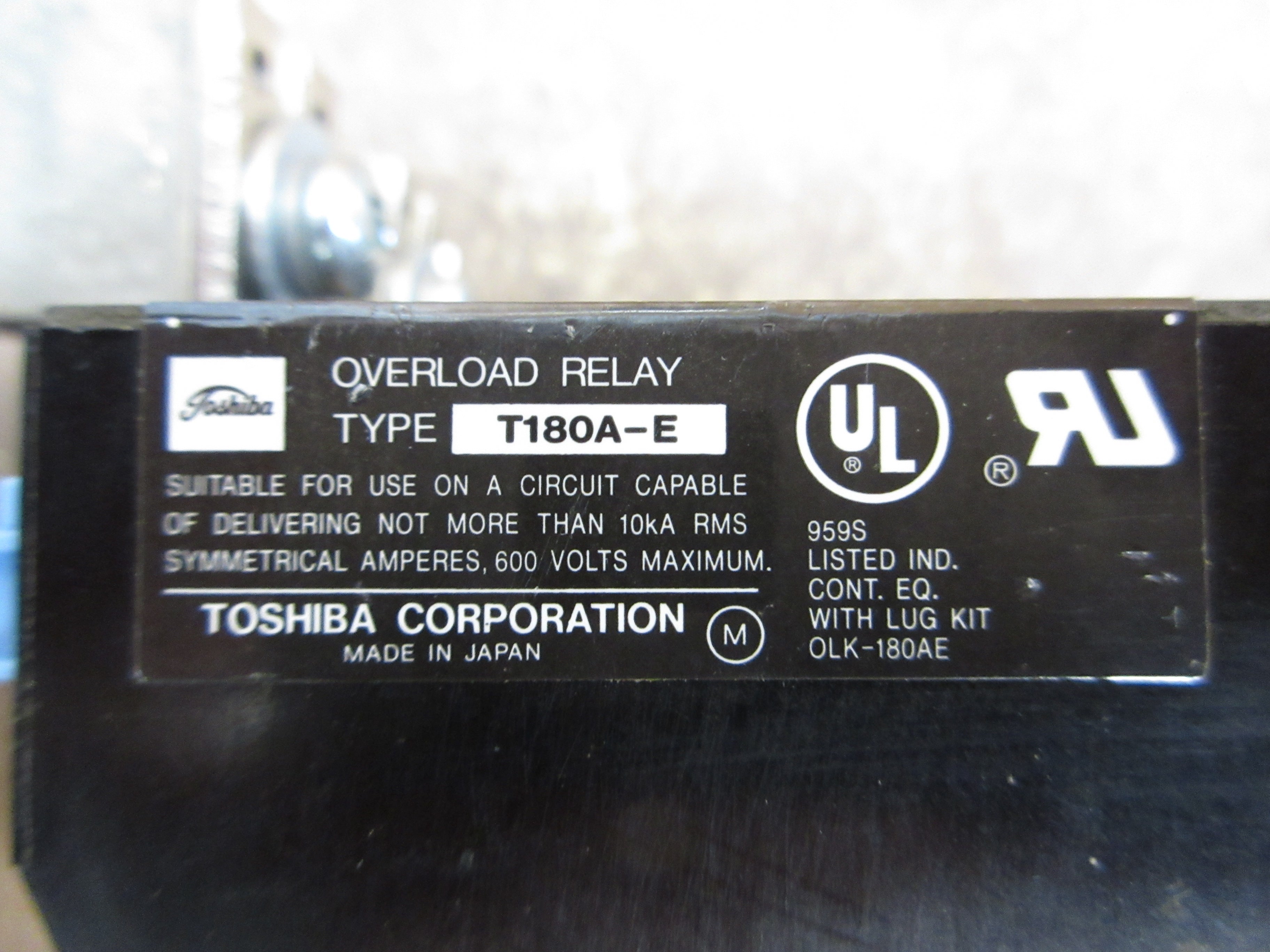 Toshiba Solid State Overload T180A-E Trip: 87-130A 600V 3P Used