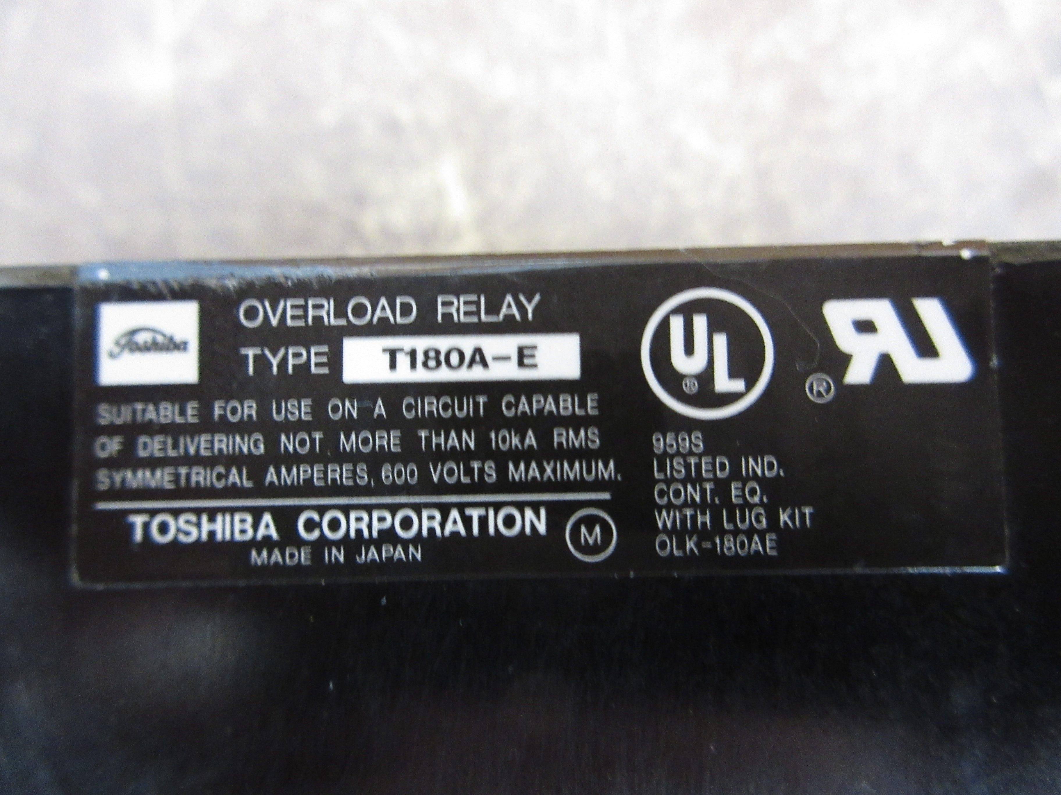 Toshiba Solid State Overload T180A-E Trip: 87-130A 3P 600V Used