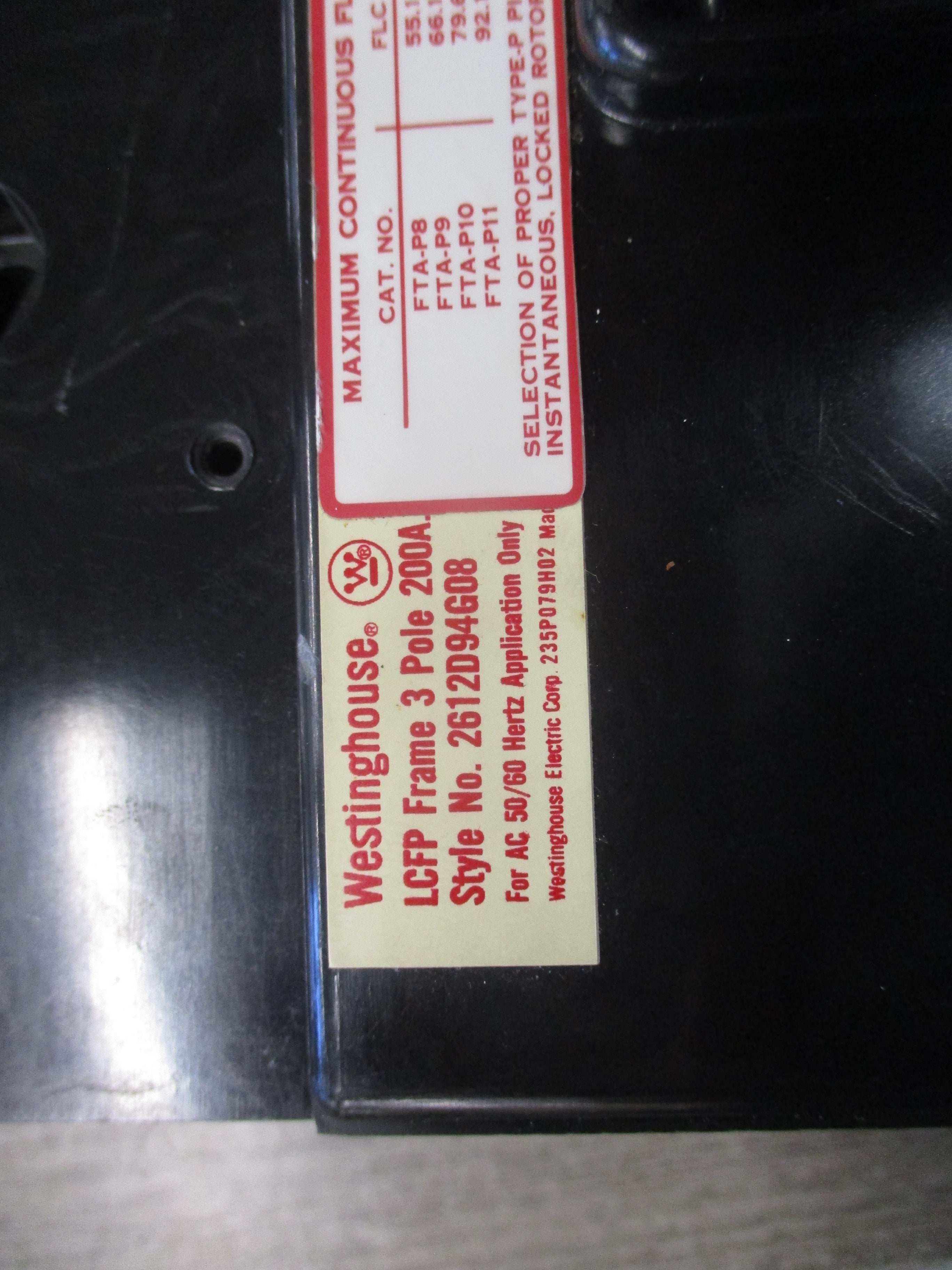 Westinghouse Circuit Breaker 2612D94G08 200A 600V 3P