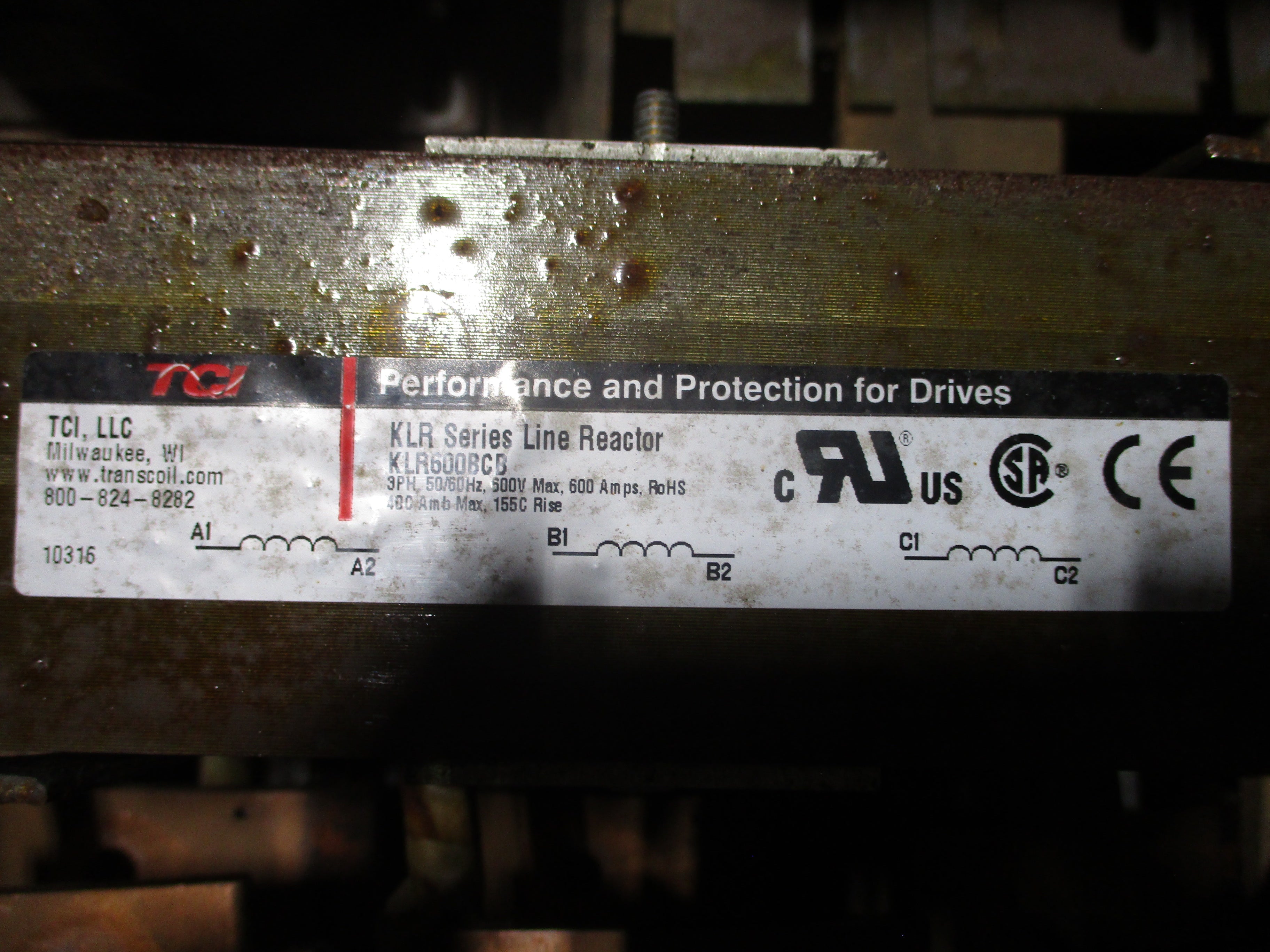 TCI KLR Series Line Reactor KLR600BCB 600A 600V 3Ph 50/60Hz Used