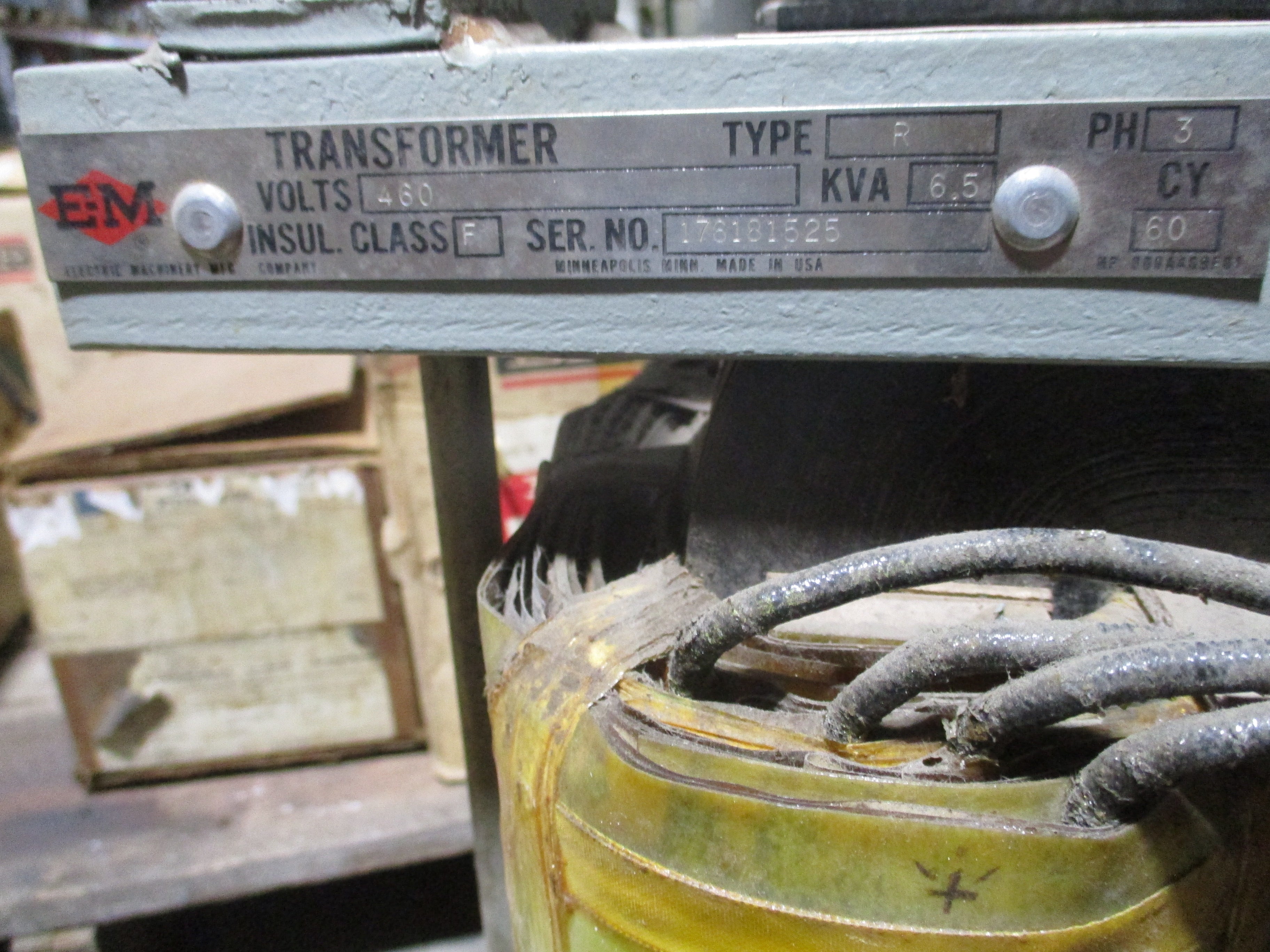 E-M Type R Transformer 800A409F01 6.5KVA 460V 3Ph 60Hz Used