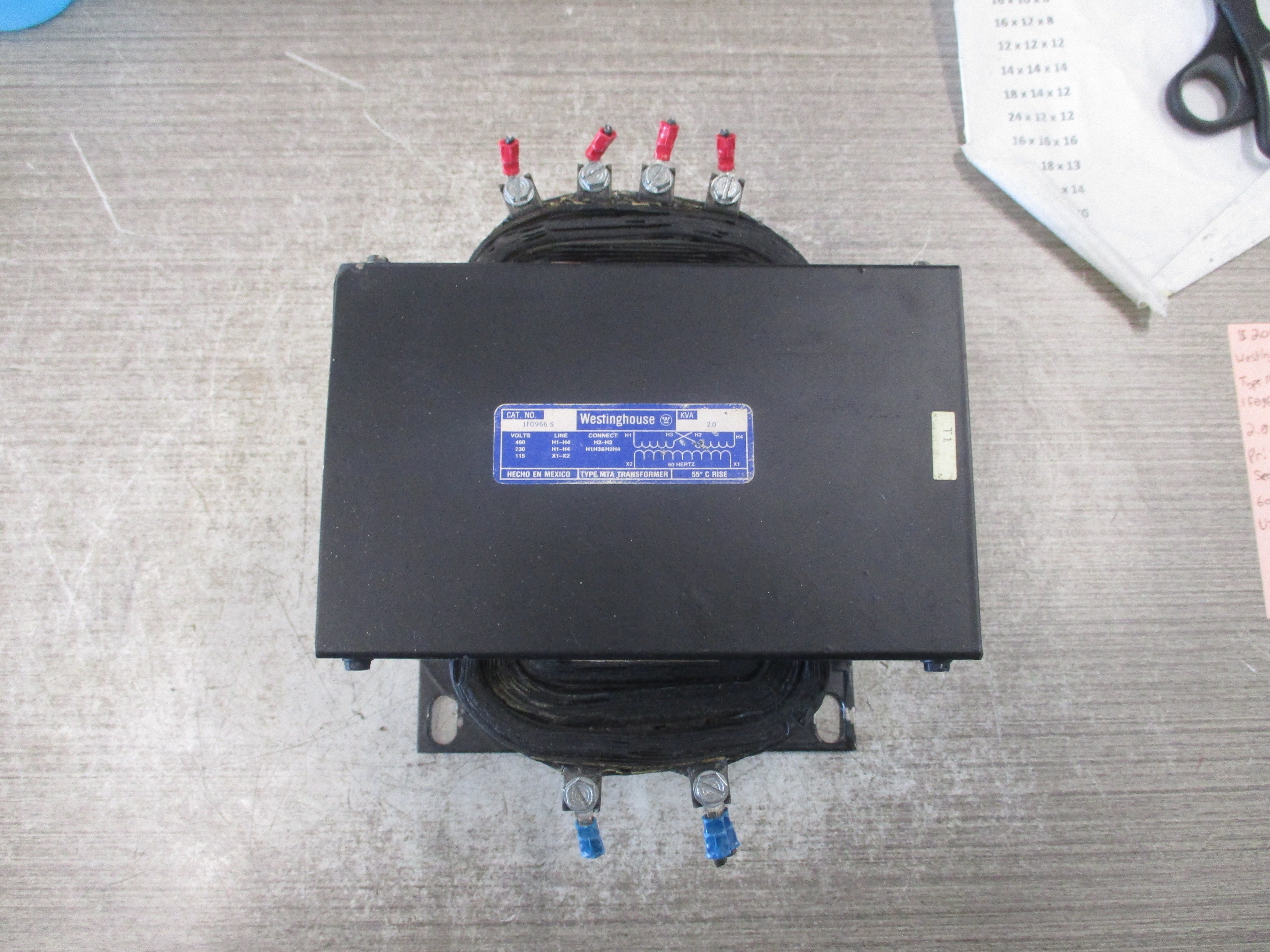 Westinghouse Type MTA Transformer 1F0966 S 2.0kVA Pri: 230/460V Sec: 115V 60Hz