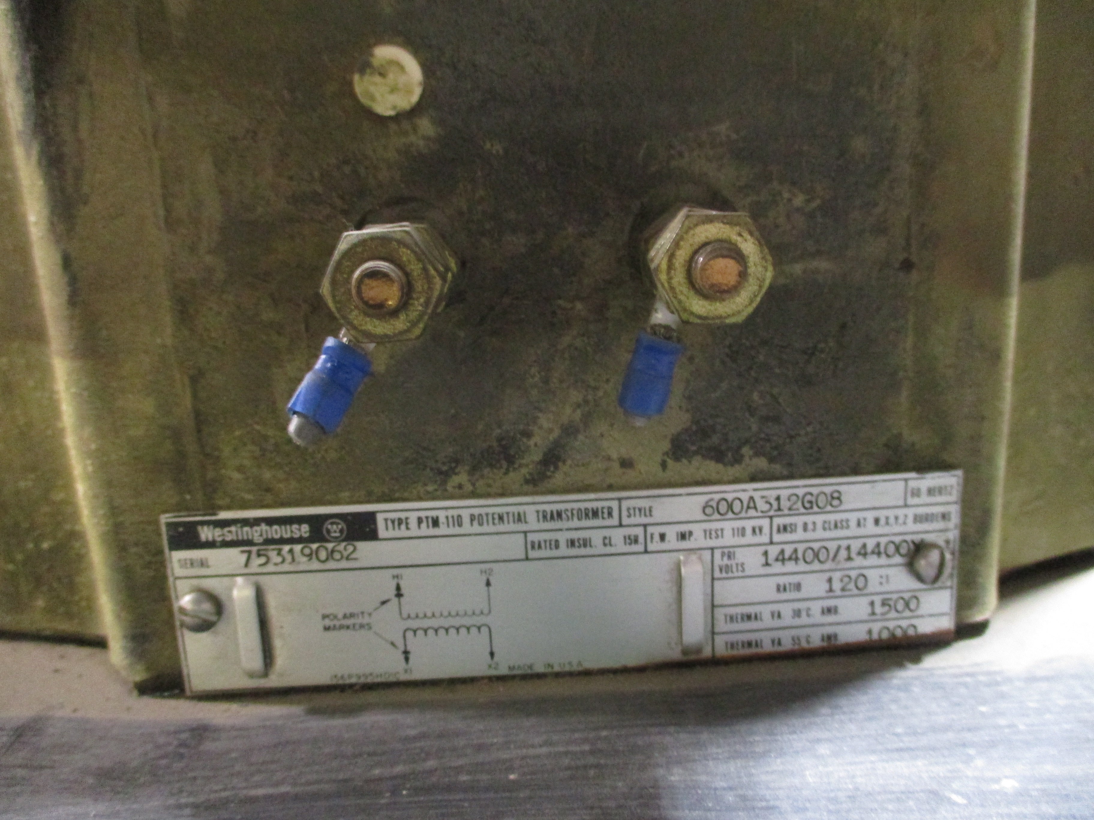 Westinghouse Type PTM-110 Potential Transformer 600A312G08 Ratio 120:1