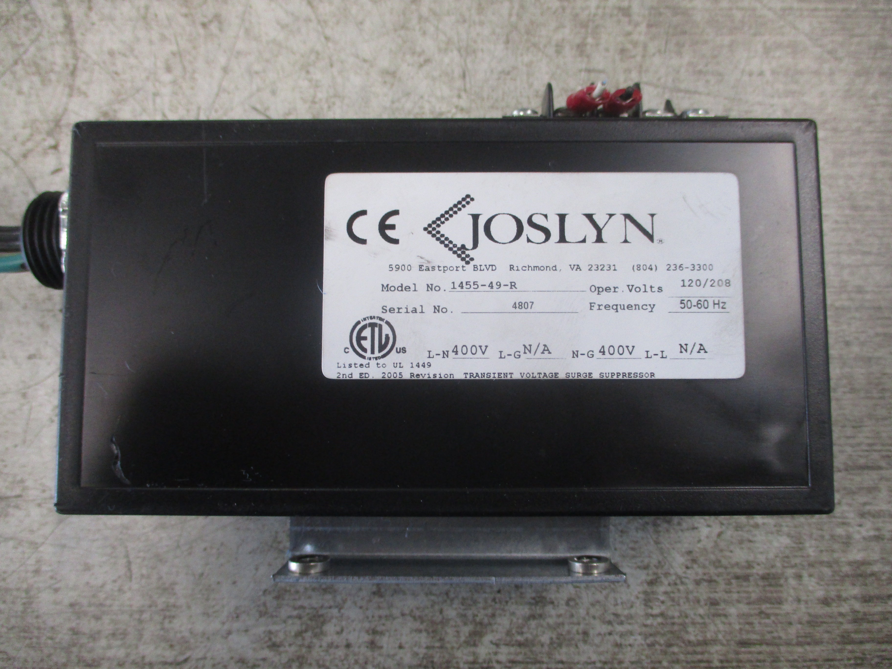 Joslyn Surgitron III Surge Protector 1455-49-R 120/208V 50-60Hz
