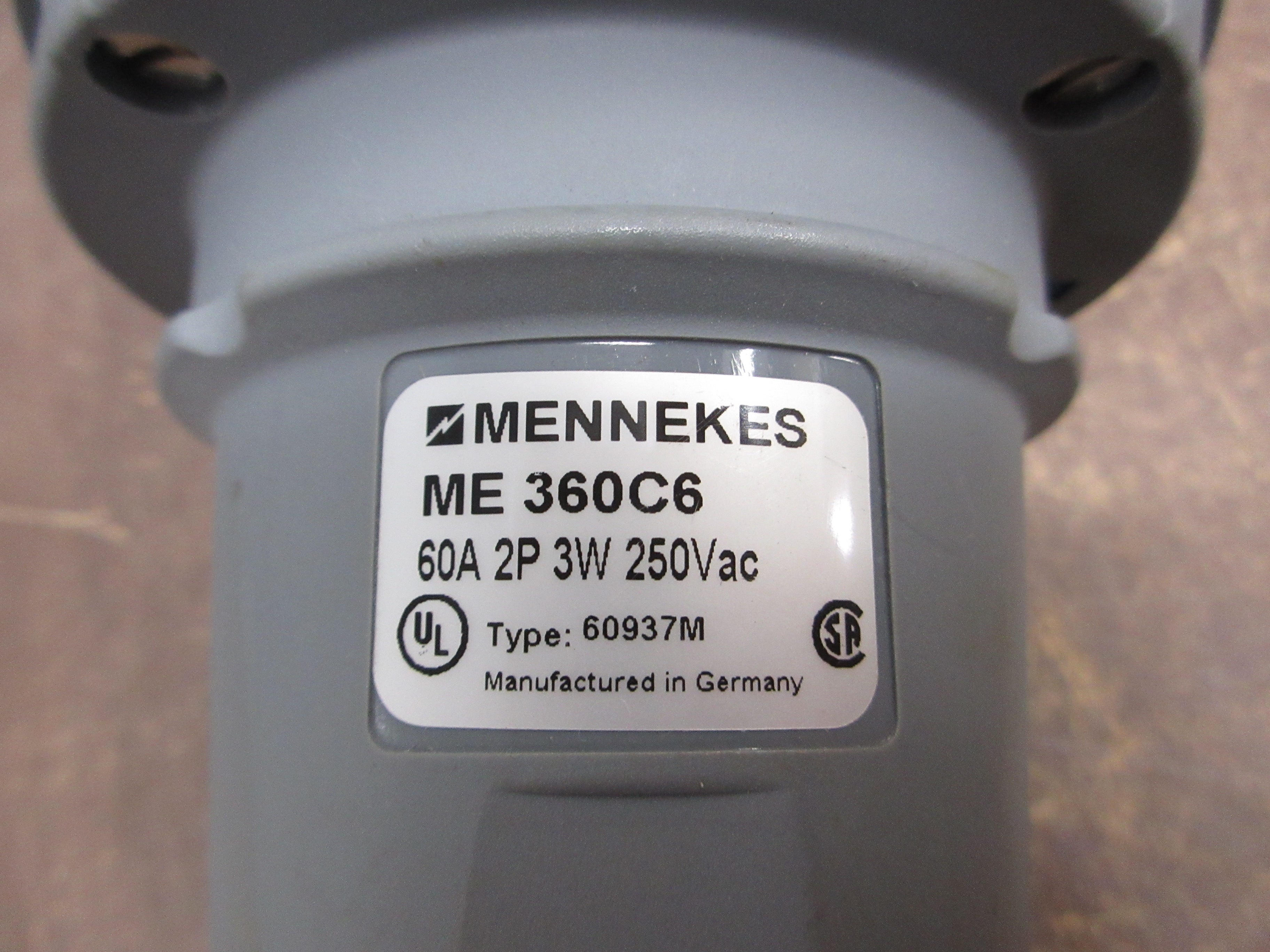 Mennekes Connector ME360C6 60A 250V 3W Used