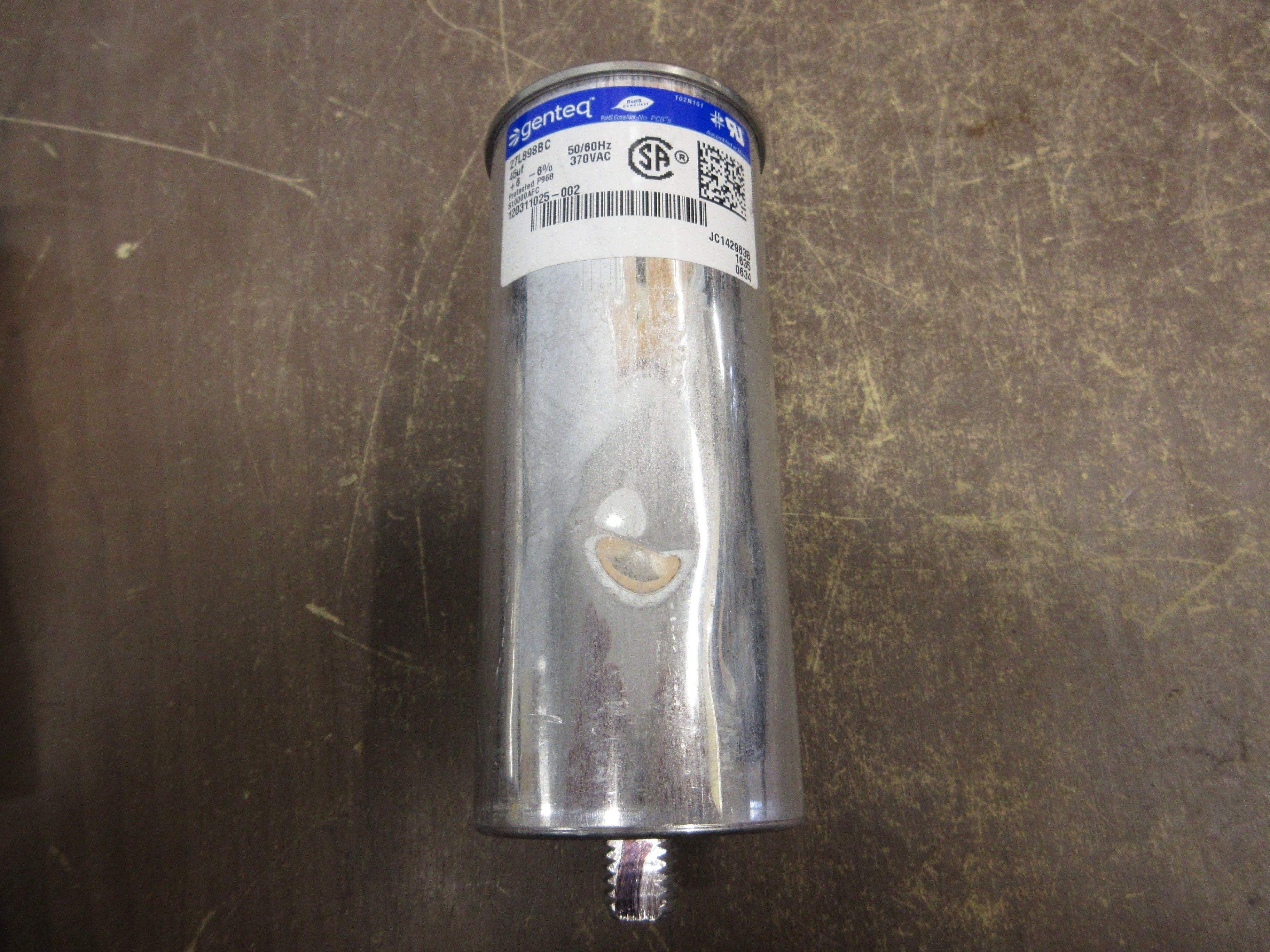 Genteq Capacitor 27L898BC 45uF 50/60Hz 370V *Dented* *Lot of 2* Used