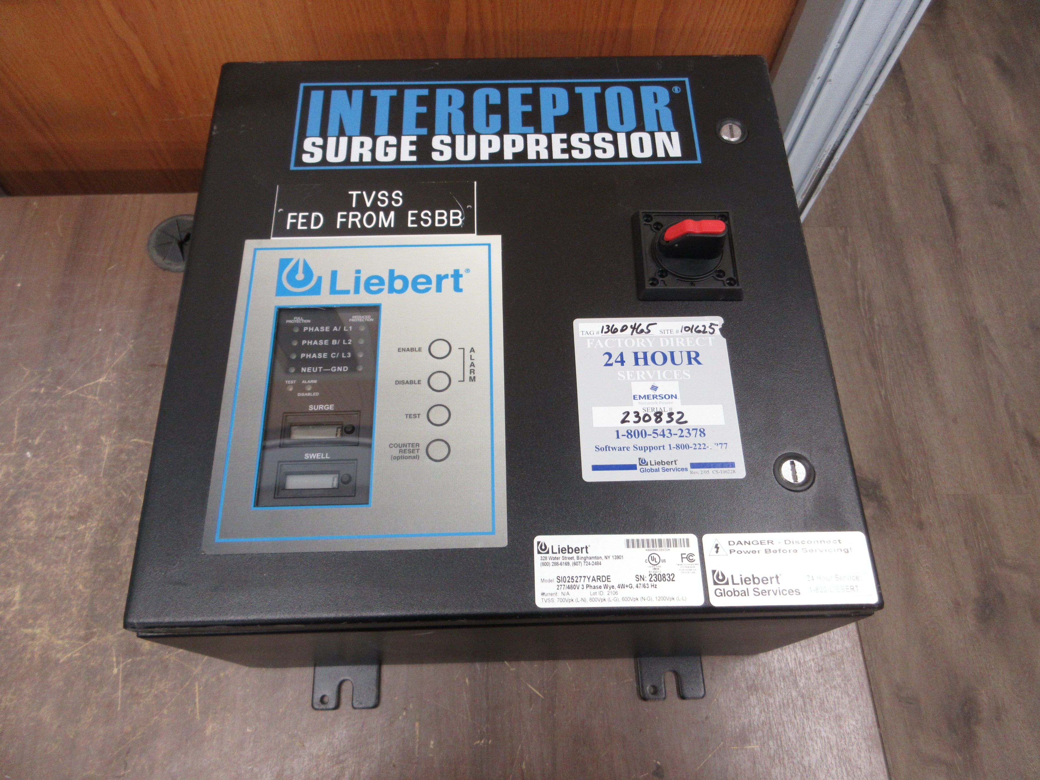 Liebert Interceptor Surge Suppression SI025277YARDE/SI025277YARDN 277/480V Used