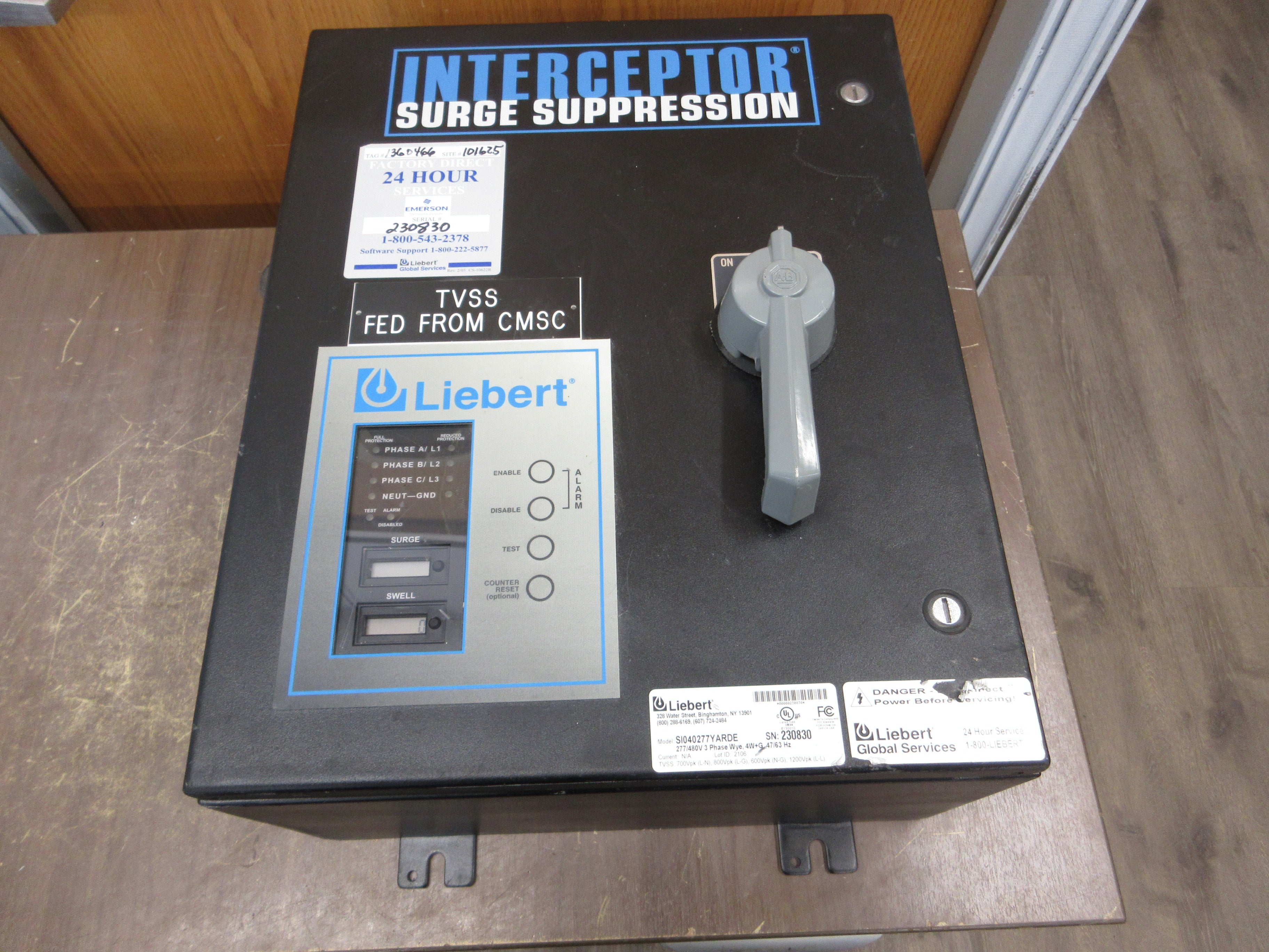 Liebert Interceptor Surge Suppressor SI040277YARDE 277/480V 3Ph 4W+G 47/63Hz