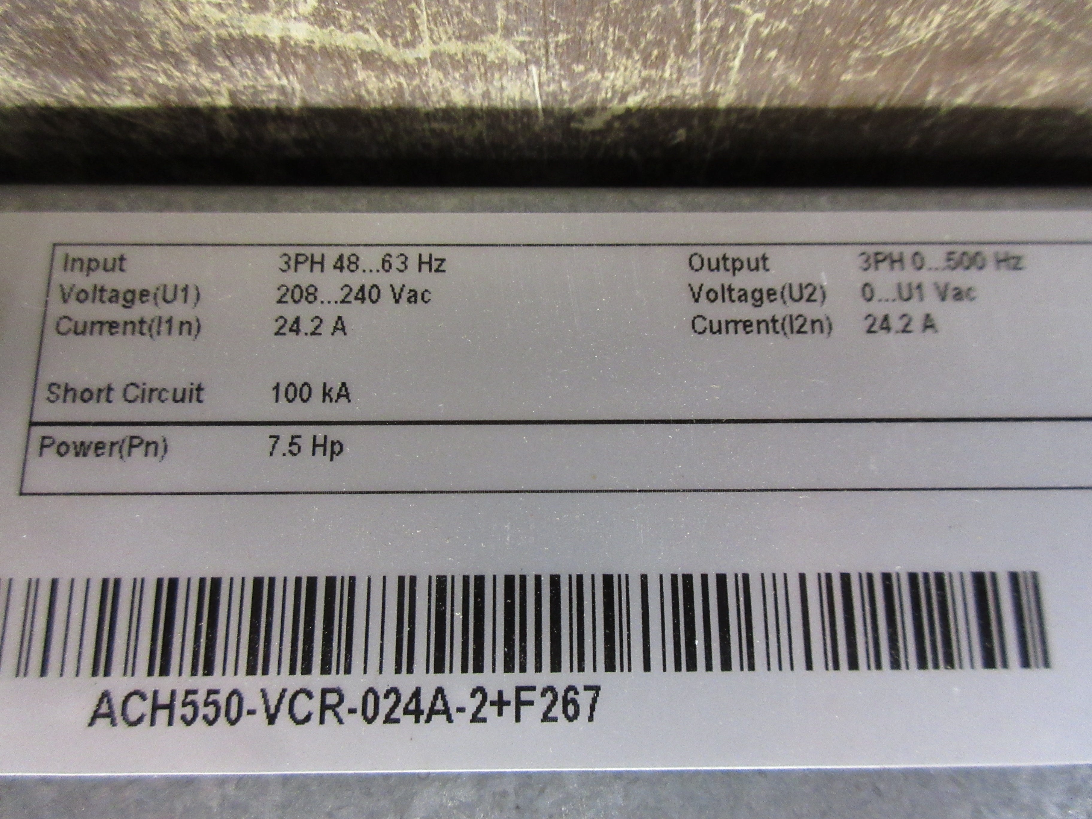 ABB ACH550 AC Drive w/ Bypass ACH550-VCR-024A-2+F267 7.5HP 3Ph w/ Keypad