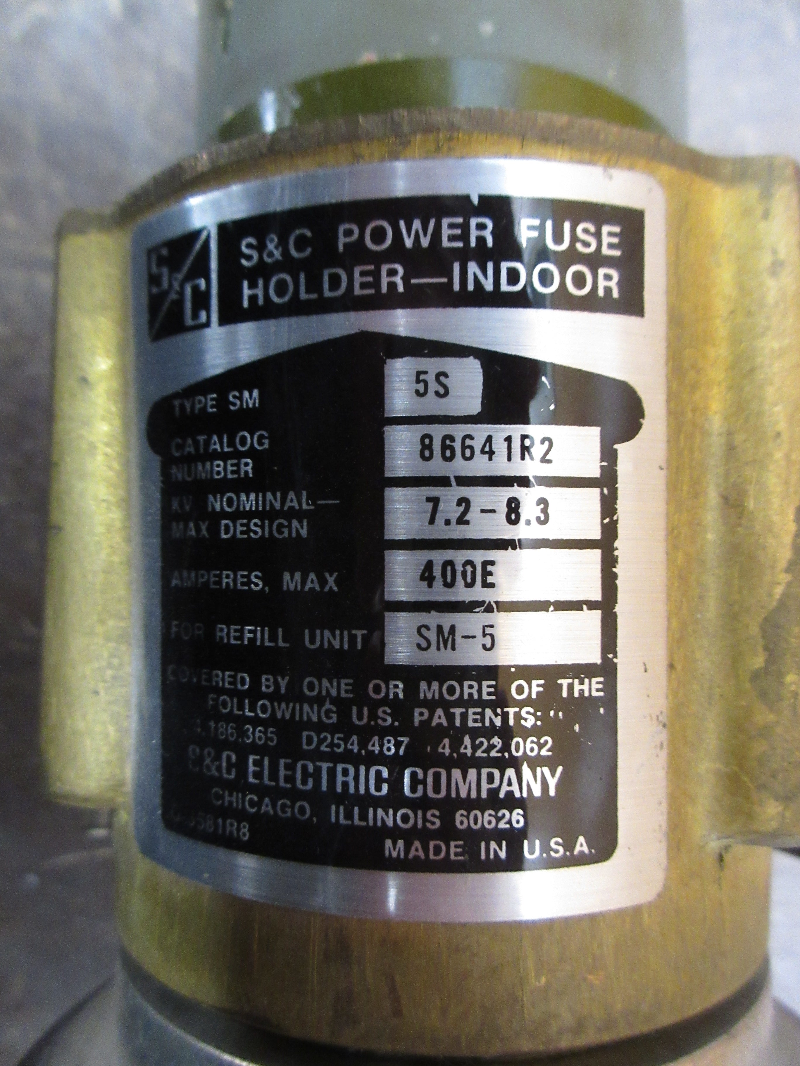 S&C Sm-5S Medium Voltage Fuse 86641R2 400E Max 7.2-8.3kV 200E Refill Used