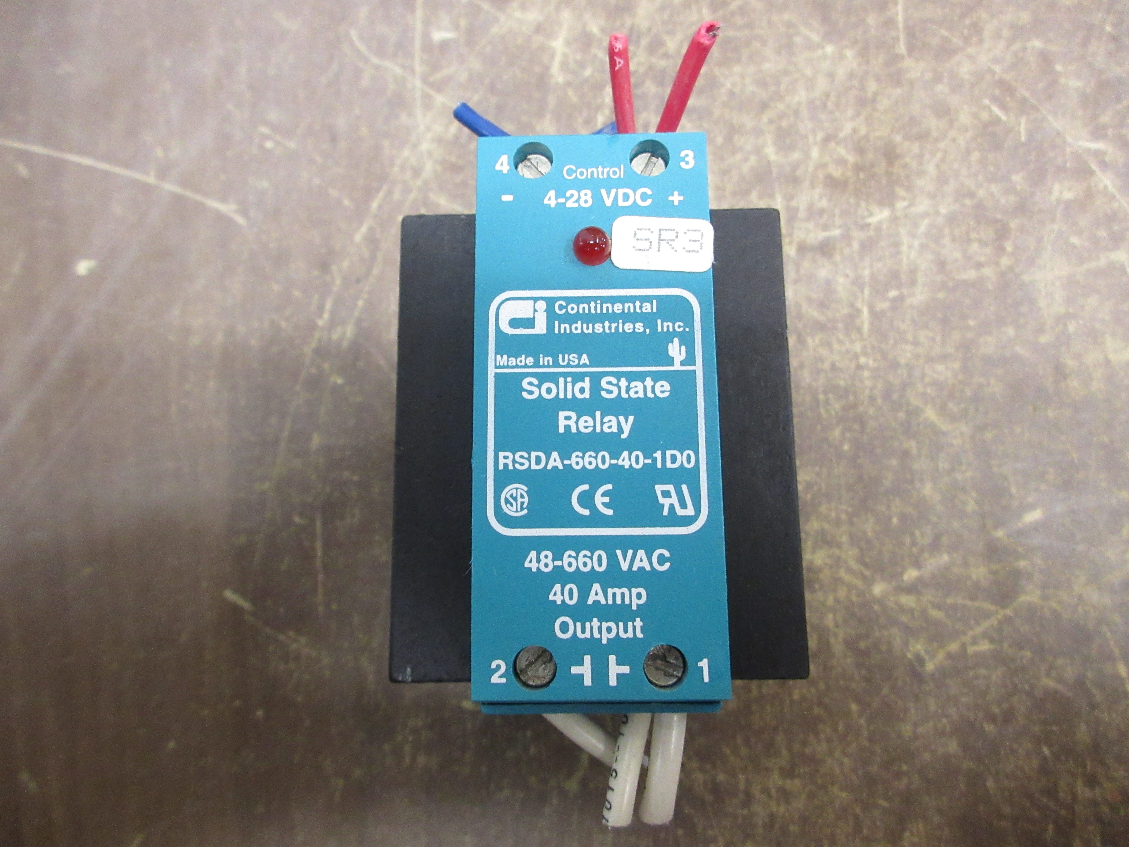 Continental Industries Solid State Relay RSDA-660-40-1D0 48-660VAC 80A 4-28VDC
