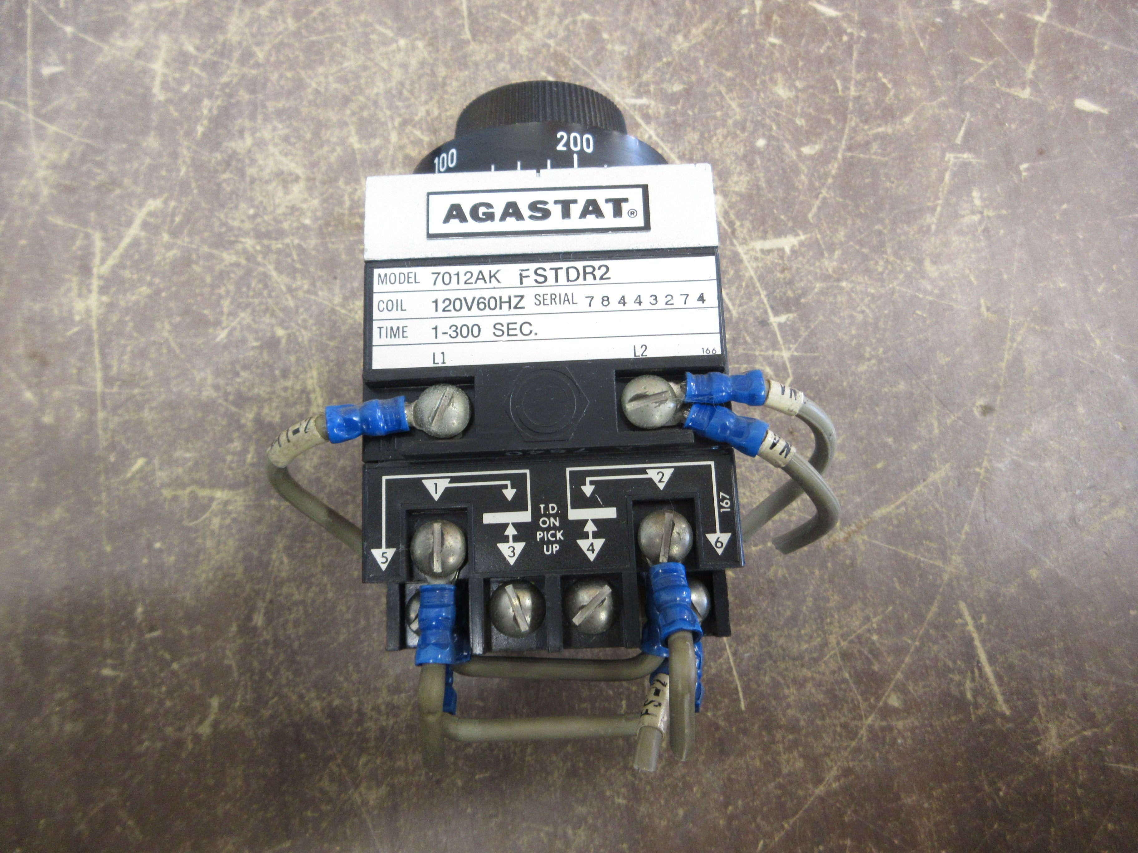 Agastat Timer 7012AK FSTDR2 120V Coil Time: 1-300 Sec. Used