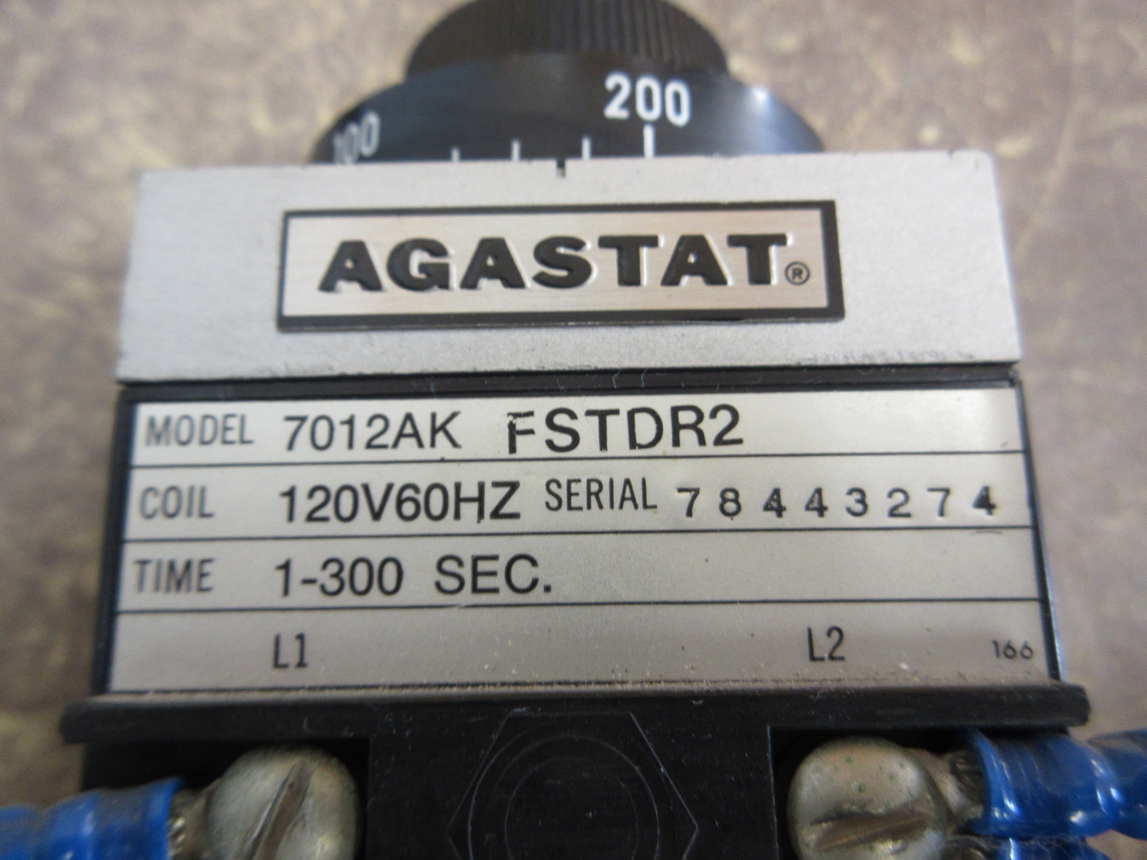Agastat Timer 7012AK FSTDR2 120V Coil Time: 1-300 Sec. Used