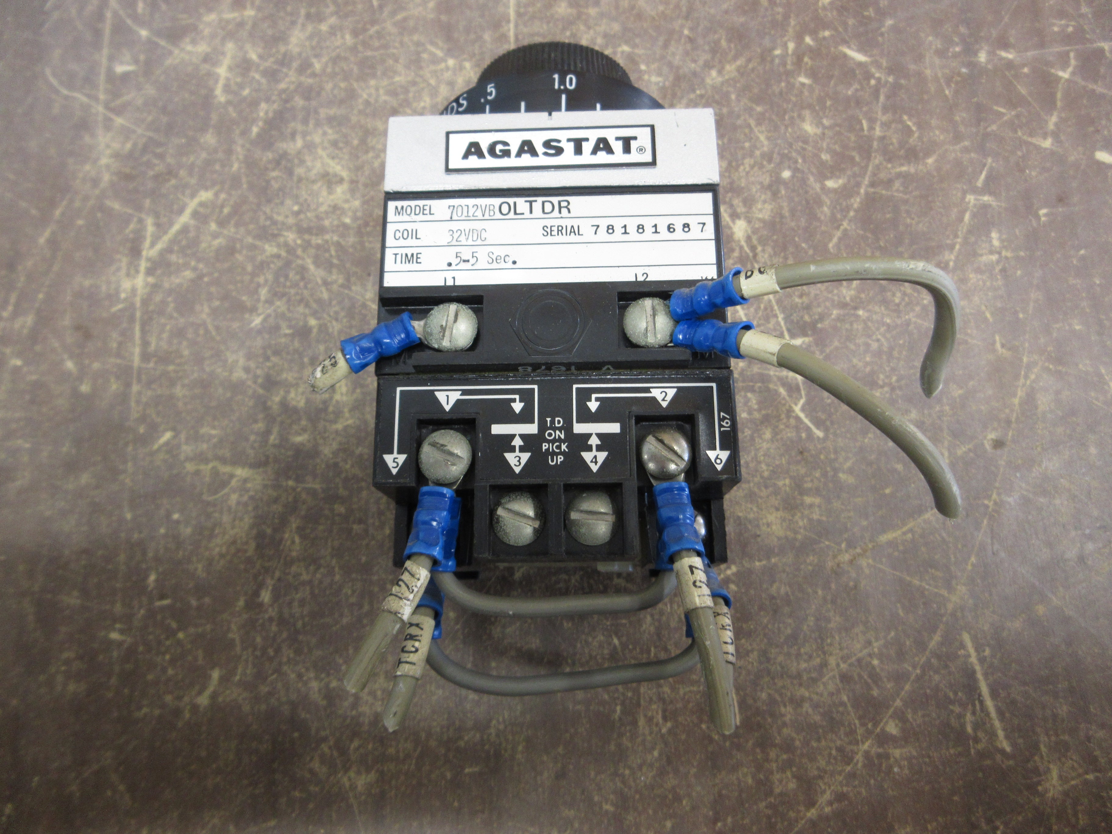 Agastat Timer 7012VB OLTDR 32VDC Coil Time: 0.5-5 Sec. Used