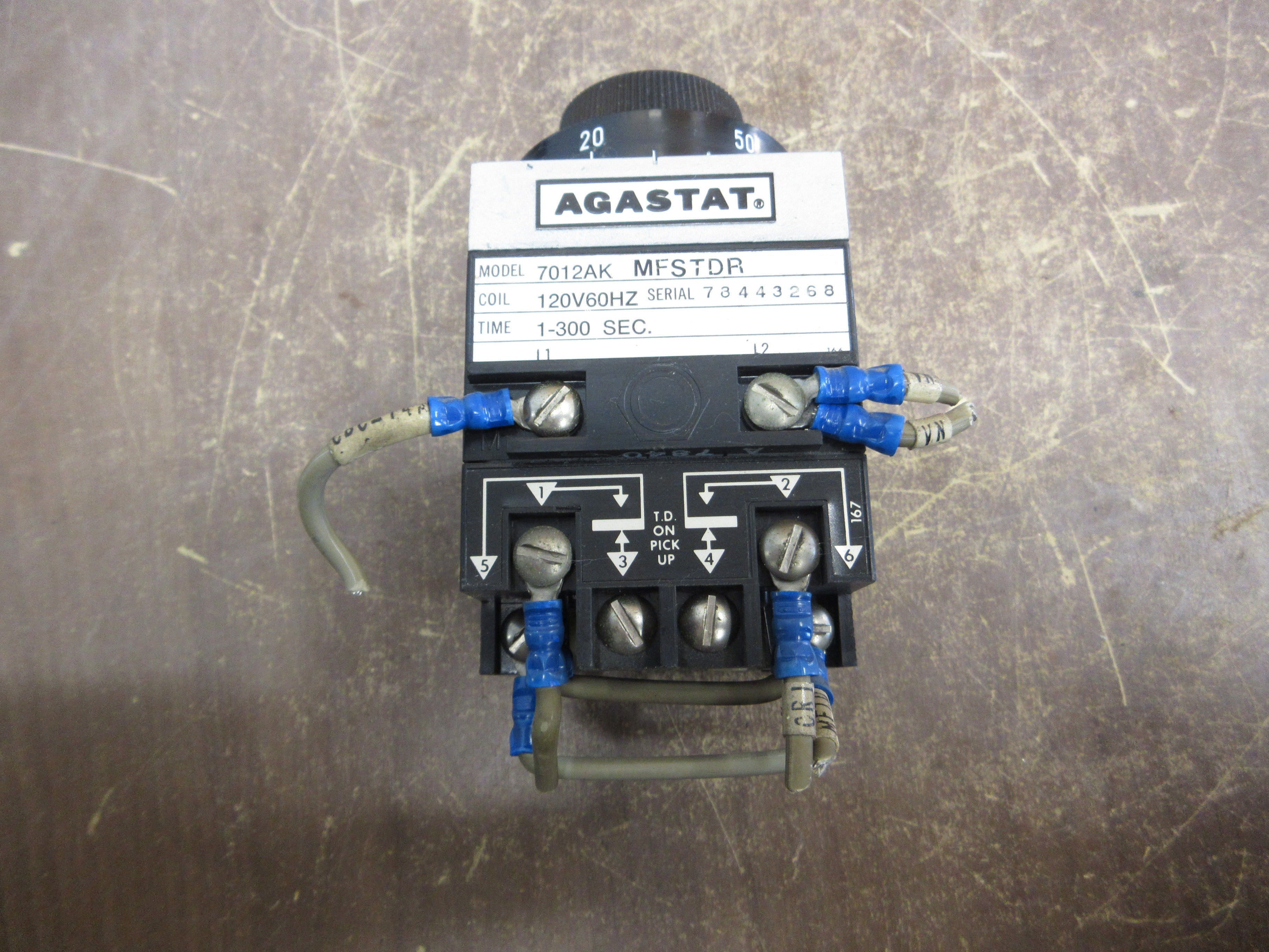 Agastat Timer 7012AK MFSTDR 120V Coil Time: 1-300 Sec. Used