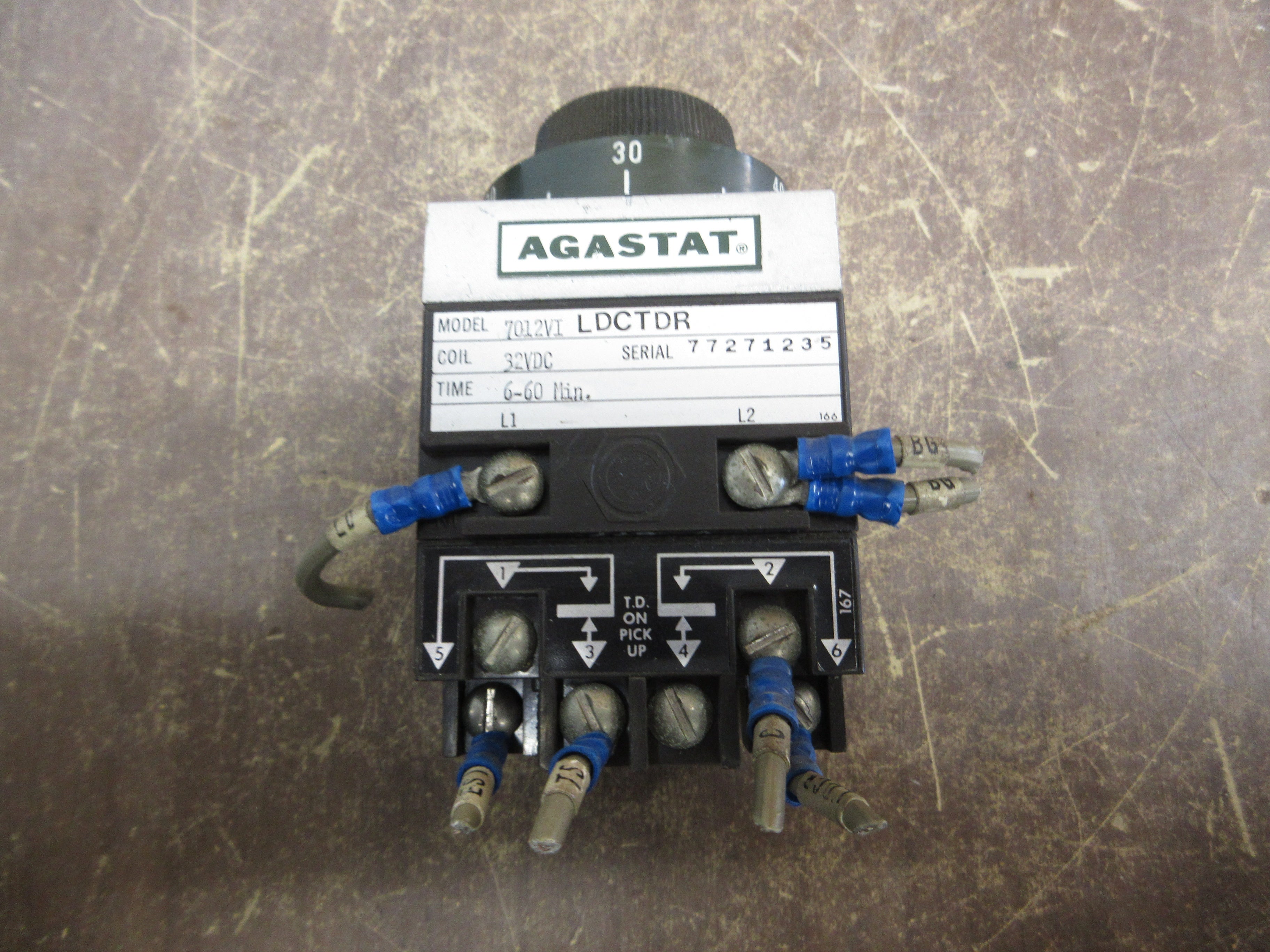 Agastat Timer 7012VI LDCTDR 32VDC Coil Time: 6-60 Min. Used