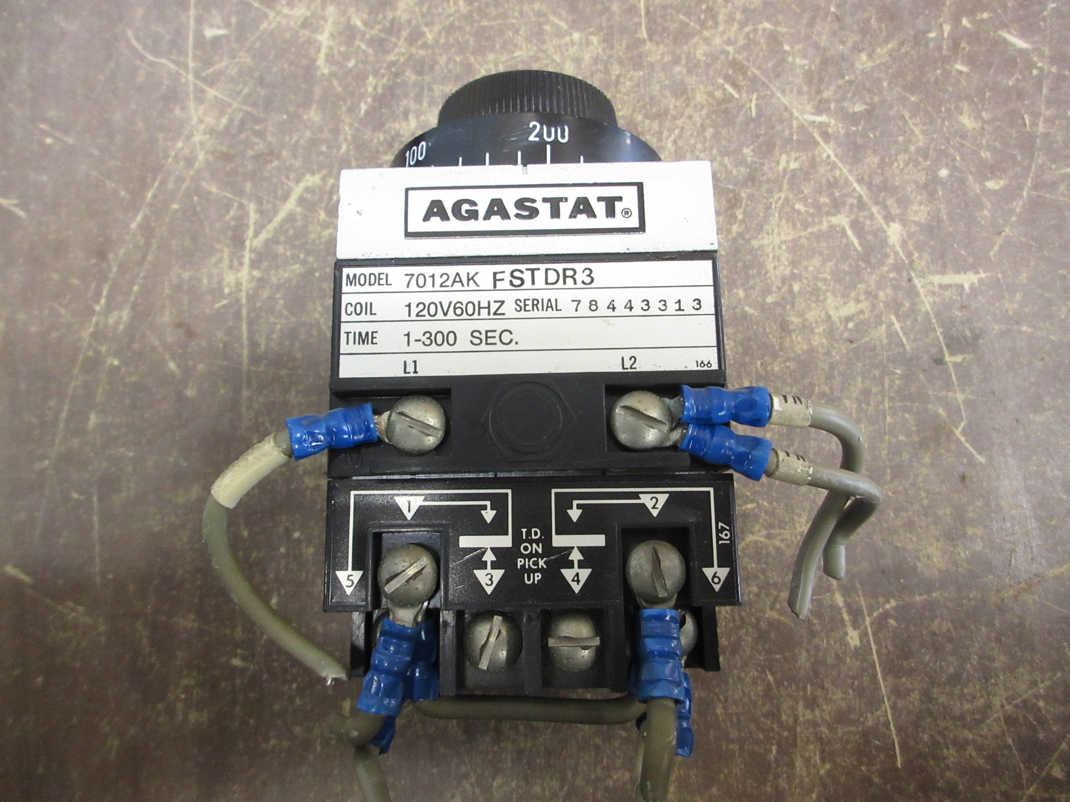 Agastat Timer 7012AK FSTDR3 120V Coil Time: 1-300 Sec. Used