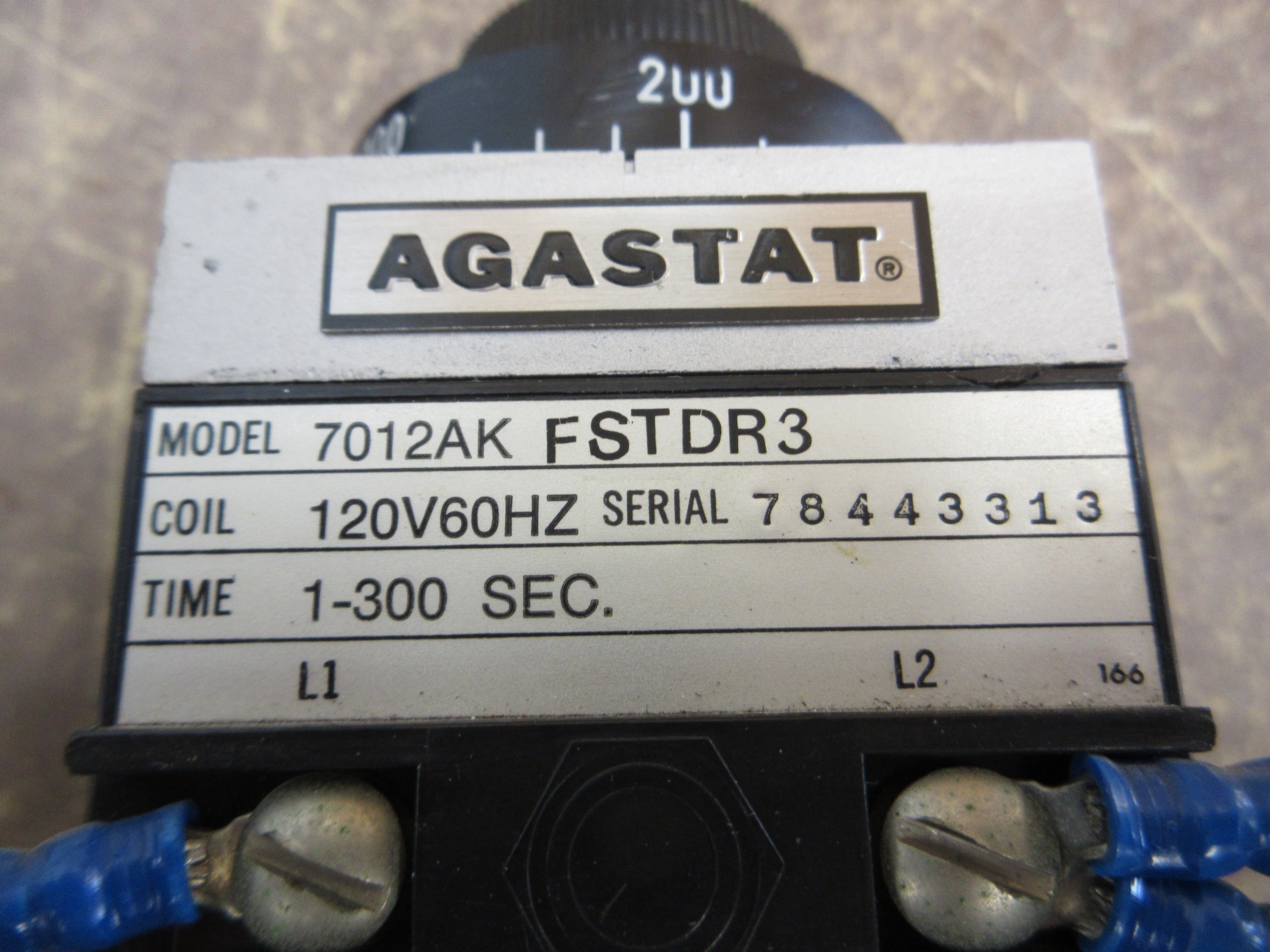 Agastat Timer 7012AK FSTDR3 120V Coil Time: 1-300 Sec. Used